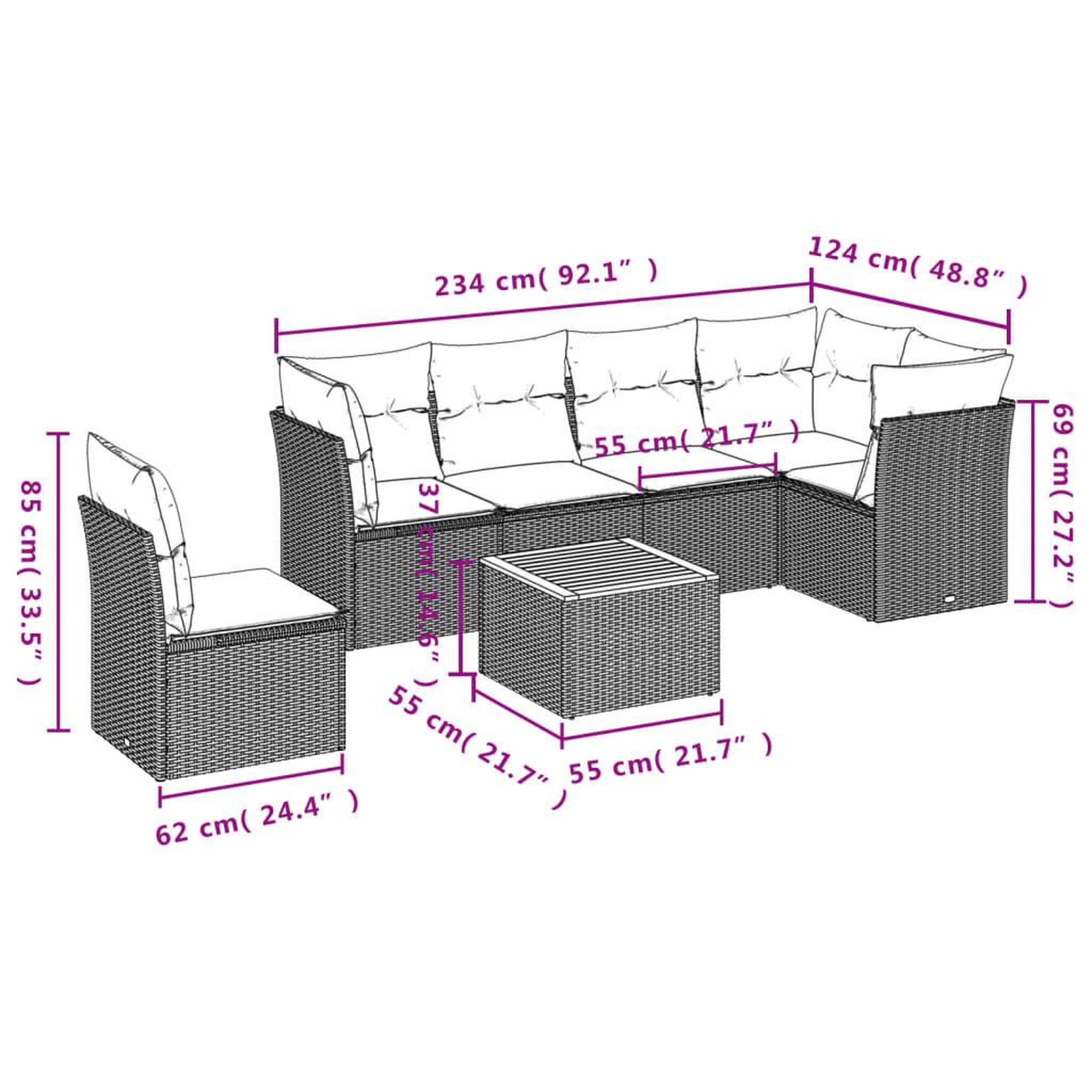 Voir la diapositive 3 : VIDAXL Salon de jardin 7 pcs avec coussins noir resine tressee