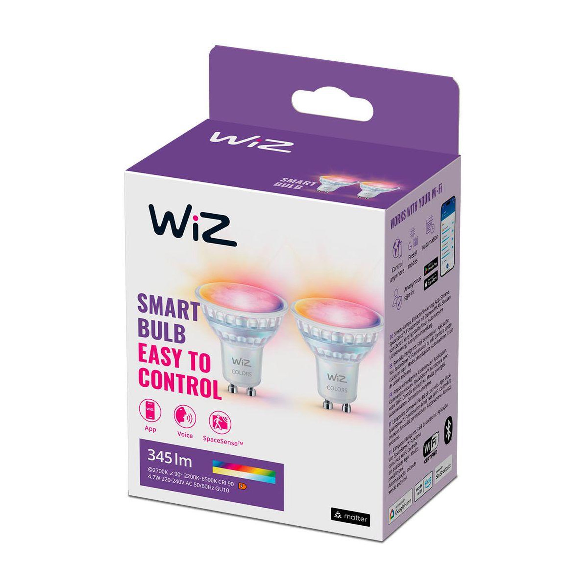WIZ Ampoule LED connectée GU10 Couleur 50W pack de 2