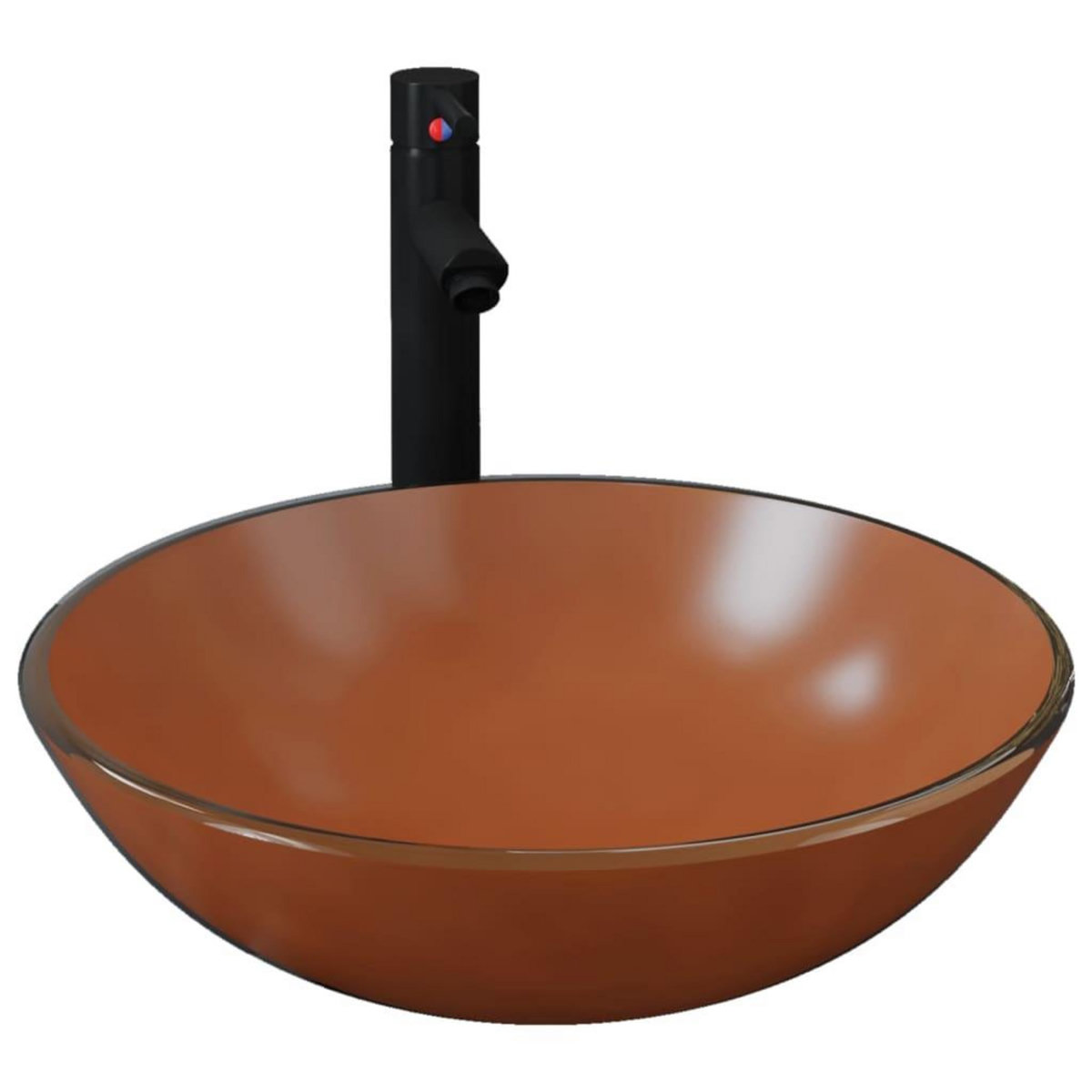 VIDAXL Lavabo de bain avec robinet et drain a poussoir Verre trempe