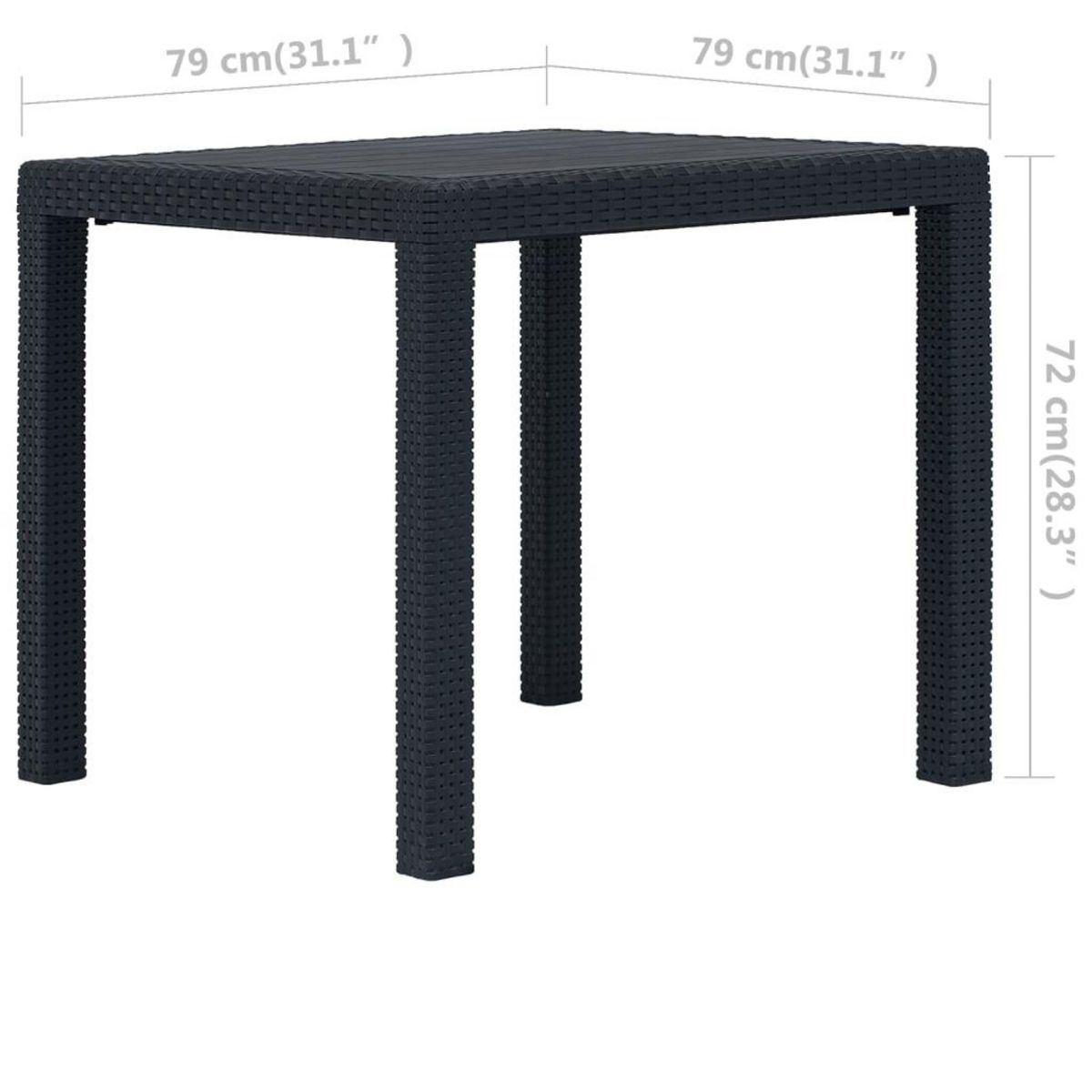 VIDAXL Table de jardin Anthracite 79x79x72cm Plastique Aspect de rotin