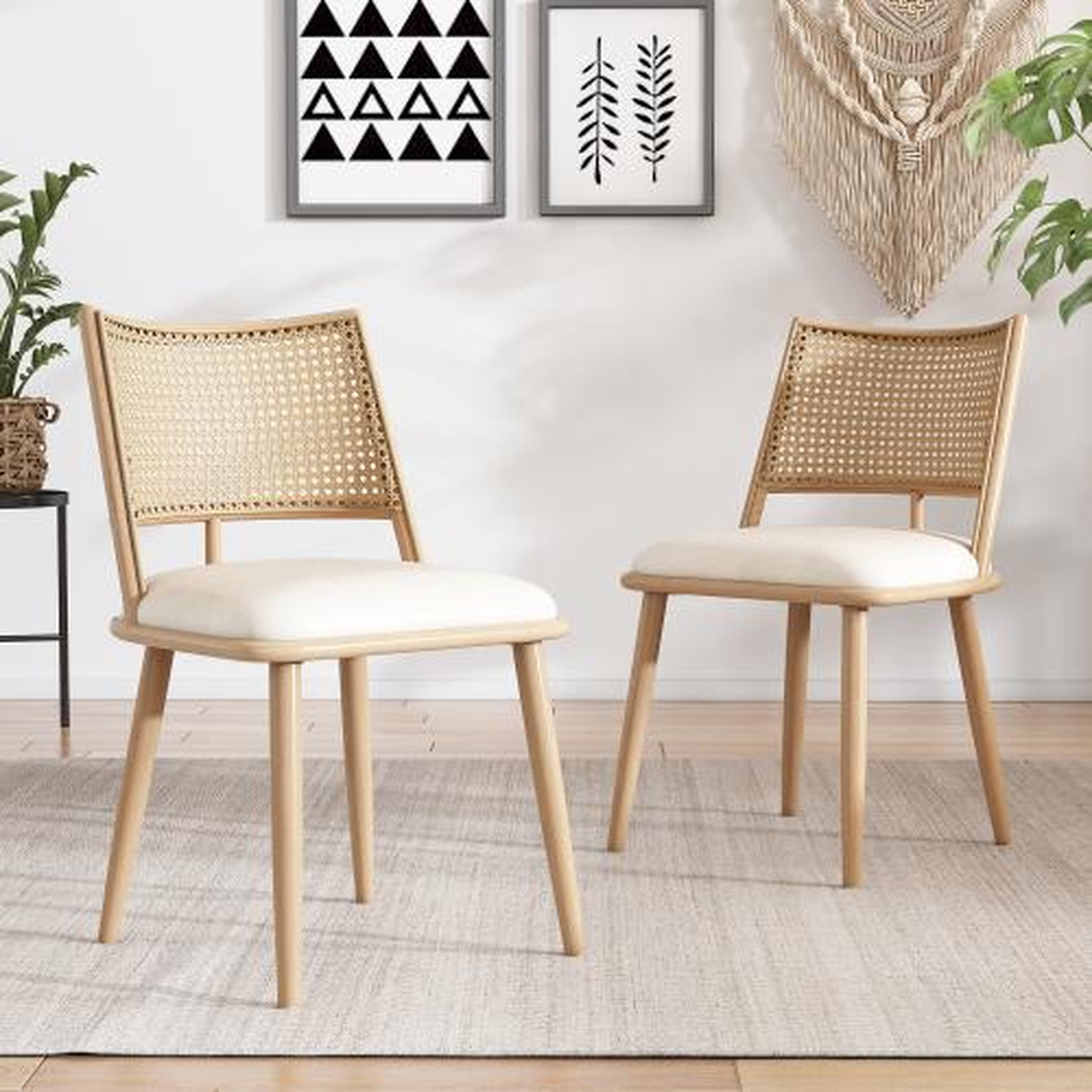 Voir la diapositive 2 : MERAX Lot de 2 chaises de salle à manger avec dossier rotin coloris beige