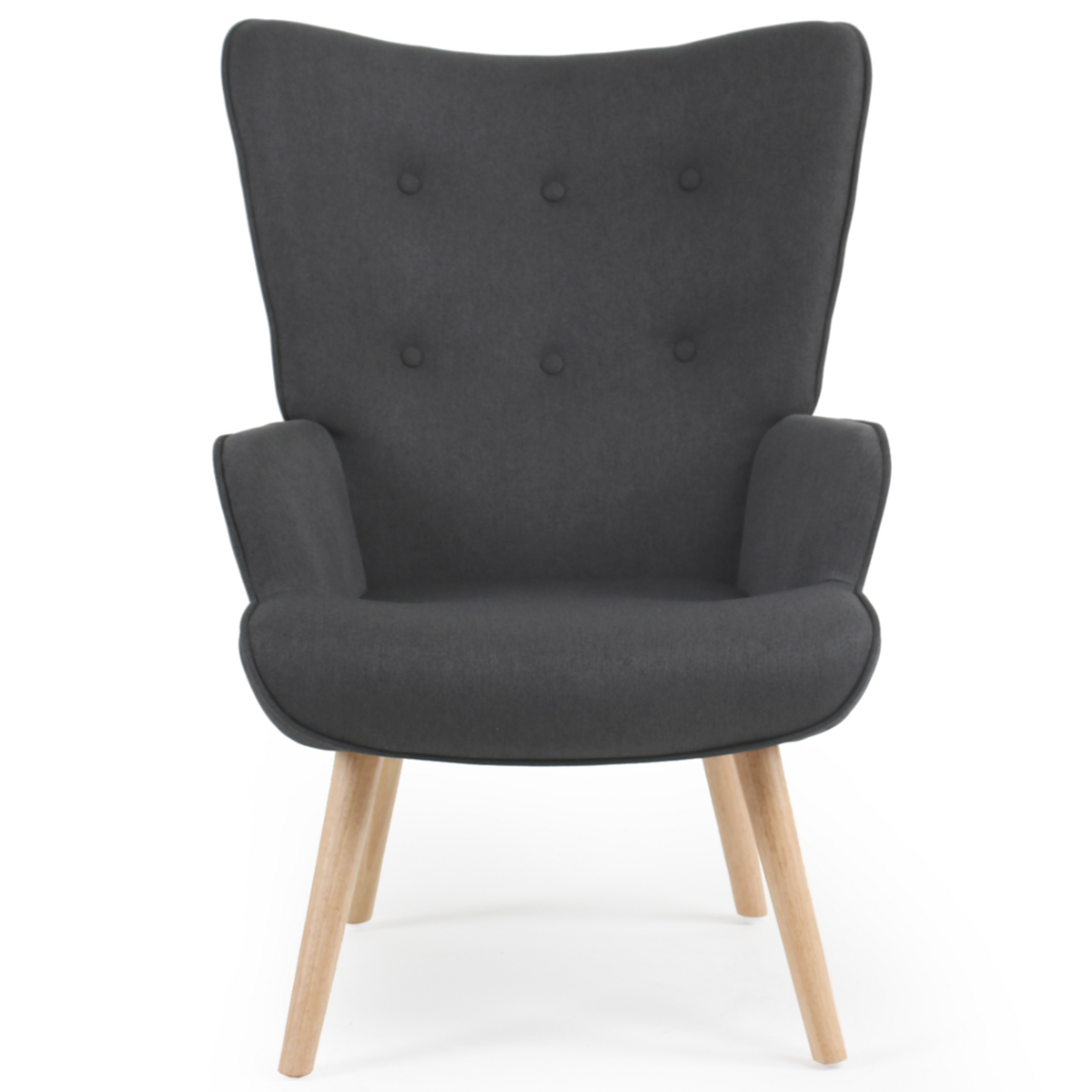 ID MARKET Fauteuil scandinave IVAR avec repose pieds gris anthracite
