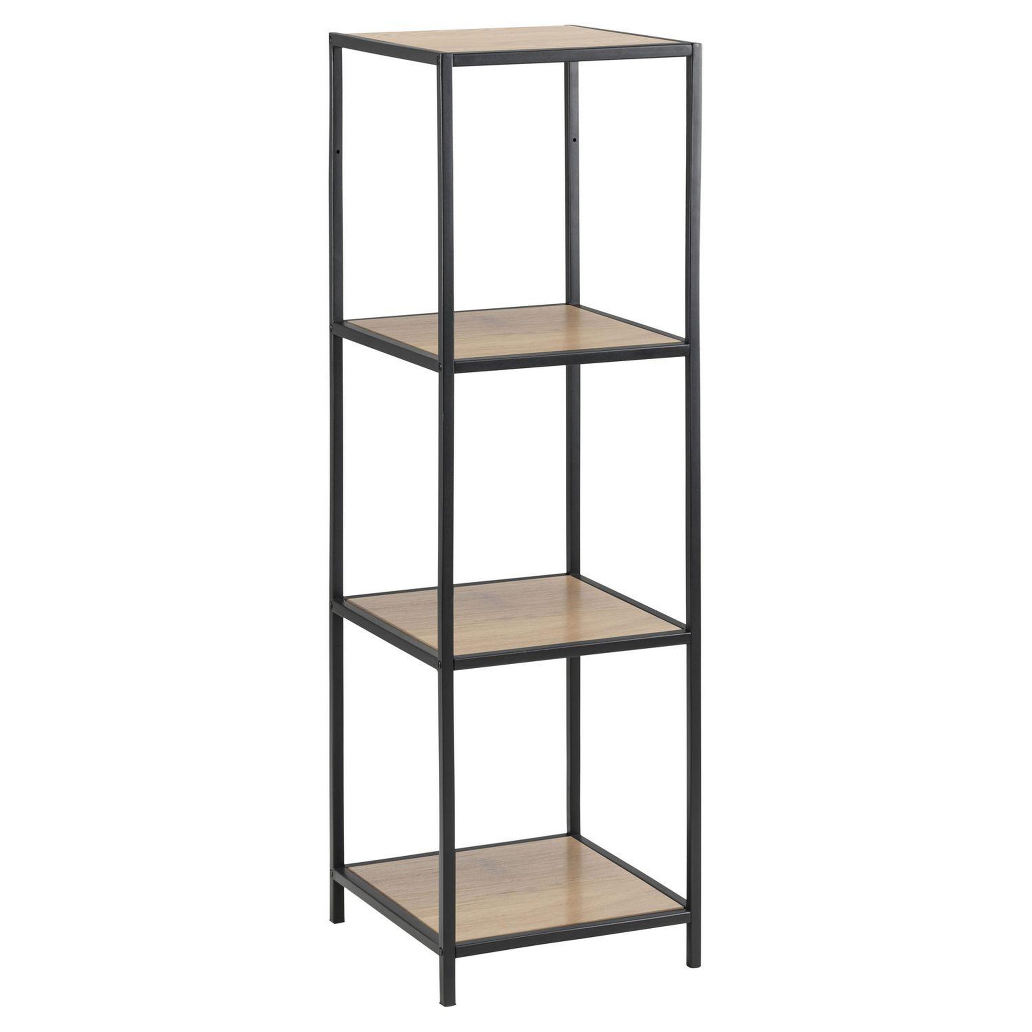 TOILINUX Bibliothèque droite 3 niveaux en MDF et Métal - Beige et Noir