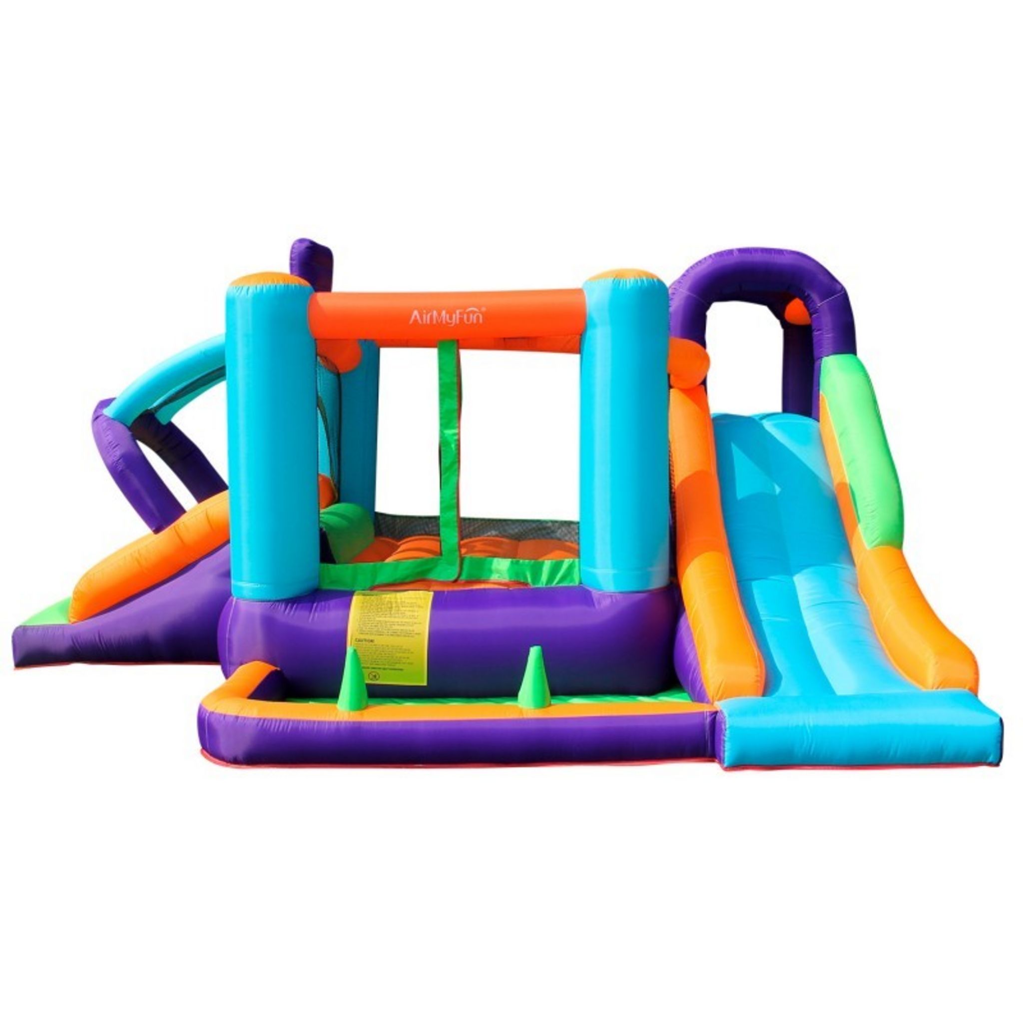 AIRMYFUN Château Gonflable Escape Game avec toboggans, piscine et