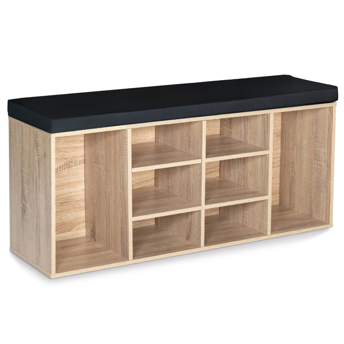 ID MARKET Banc d'entrée chaussures avec coussin TEO bois façon hêtre