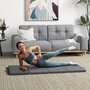 Voir la diapositive 2 : HOMCOM Tapis de gym yoga fitness pliable - poignée - revêtement synthétique - gris