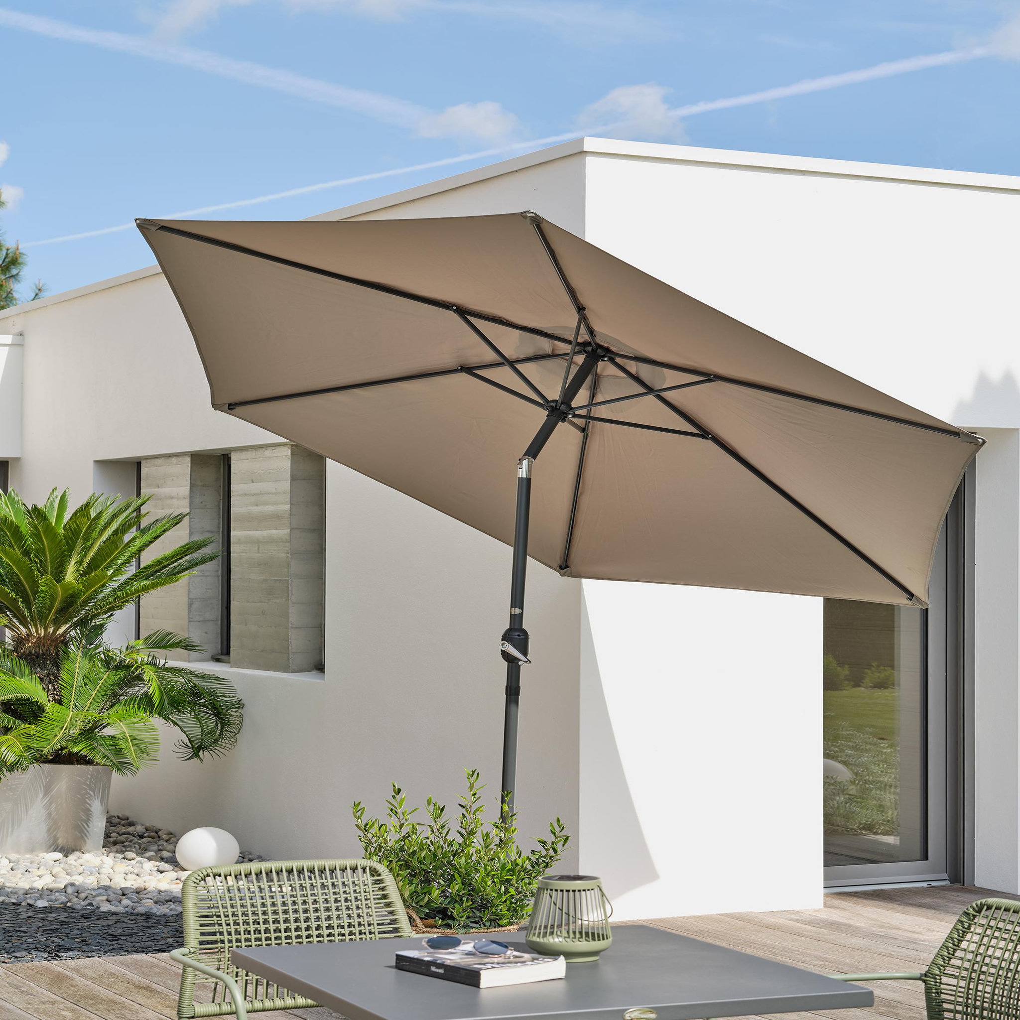 Voir la diapositive 3 : DCB GARDEN Parasol à manivelle en aluminium  et toile