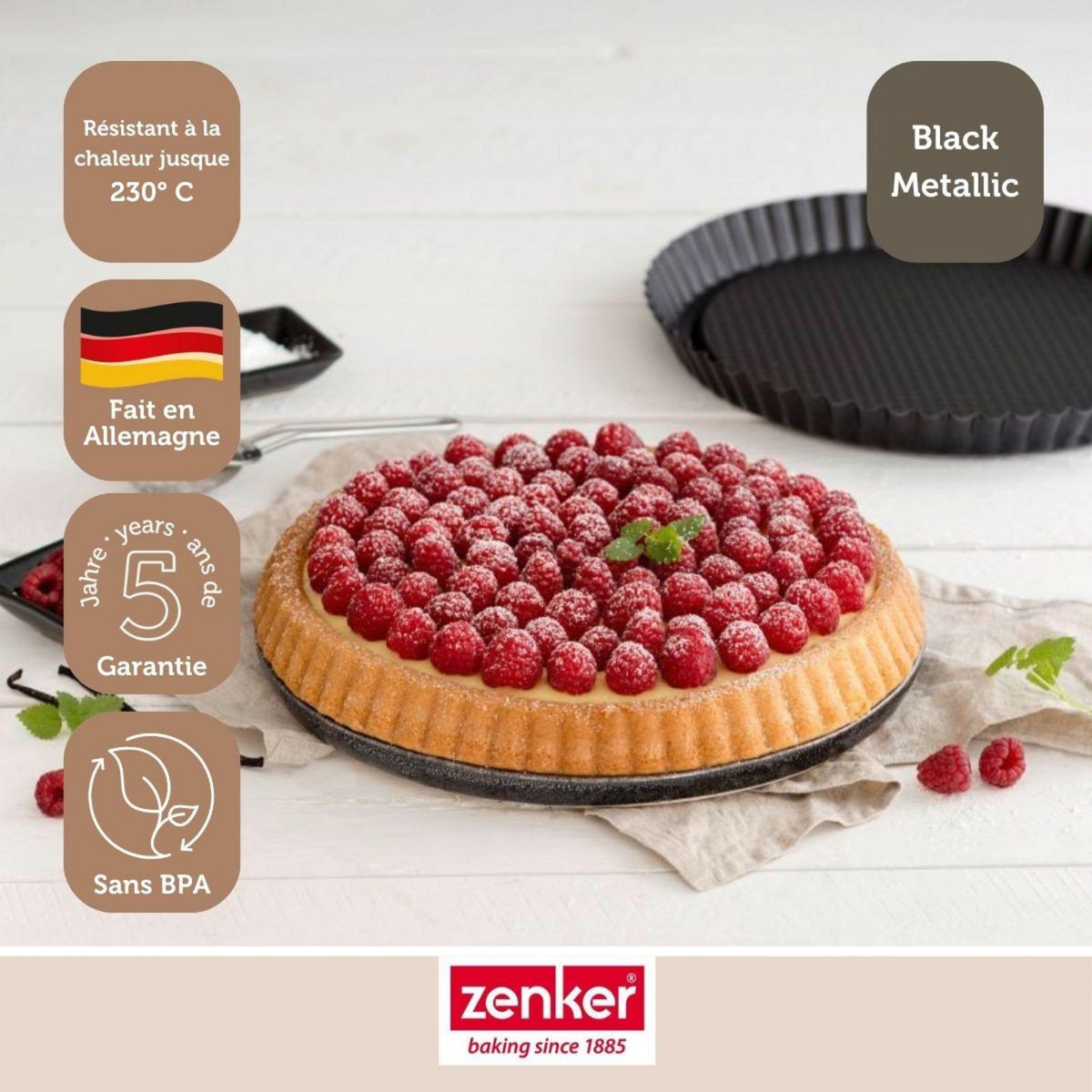 ZENKER Moule à tarte renversée 28 cm Zenker Black Metallic