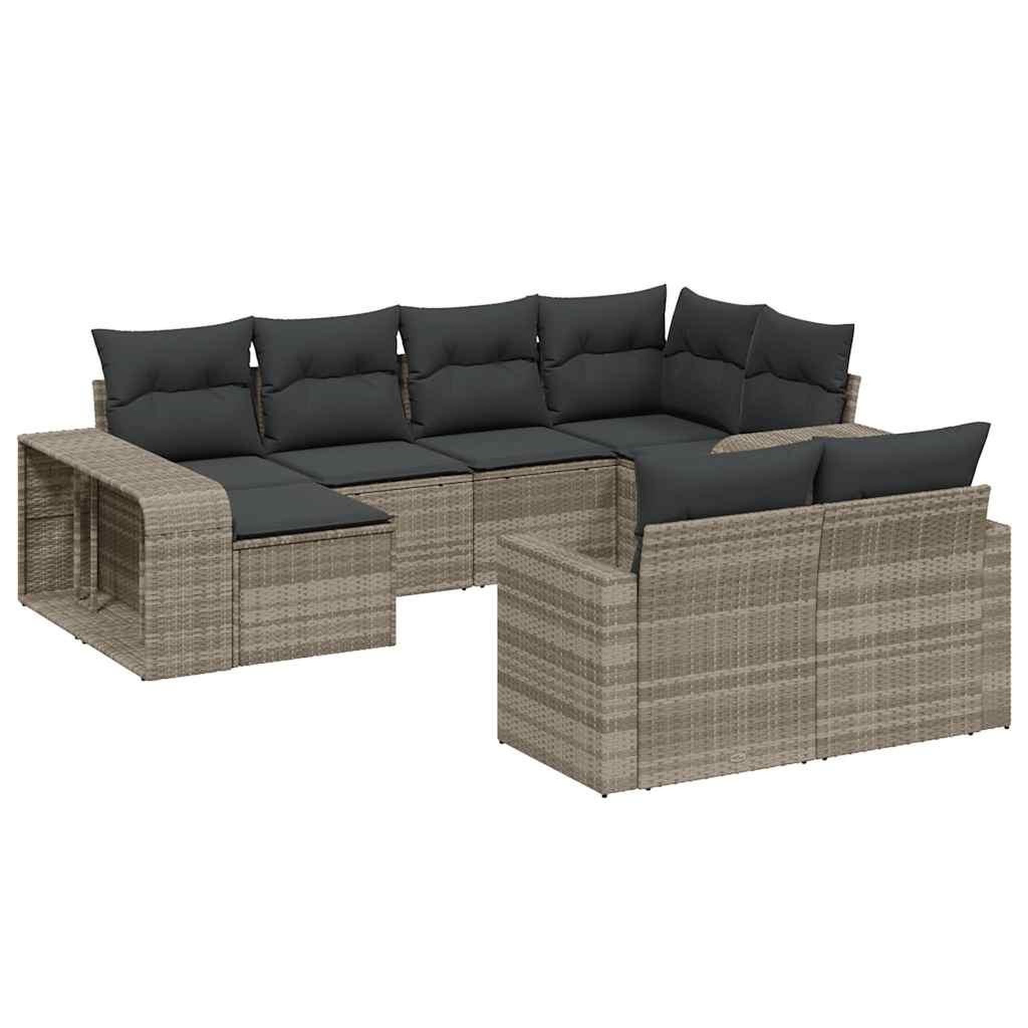 Voir la diapositive 2 : VIDAXL Salon de jardin avec coussins 10 pcs gris clair resine tressee