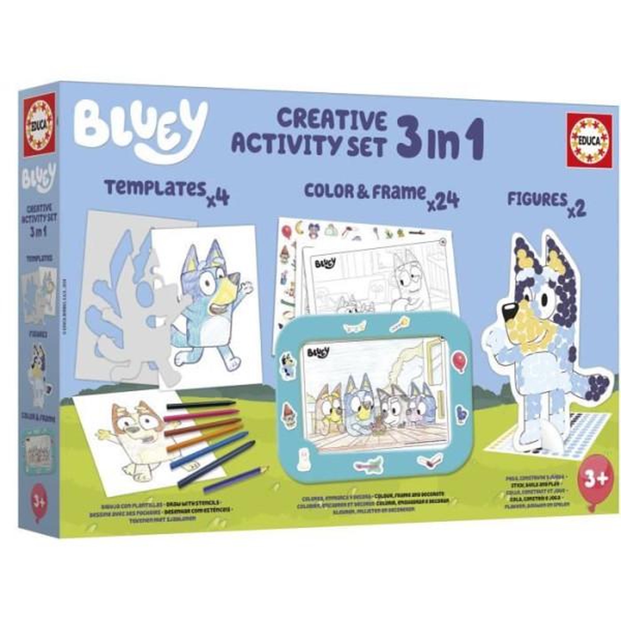 Voir la diapositive 4 : EDUCA Set créatif - educa - décoration et modelage des personnages bluey - 3 activités des 3 ans