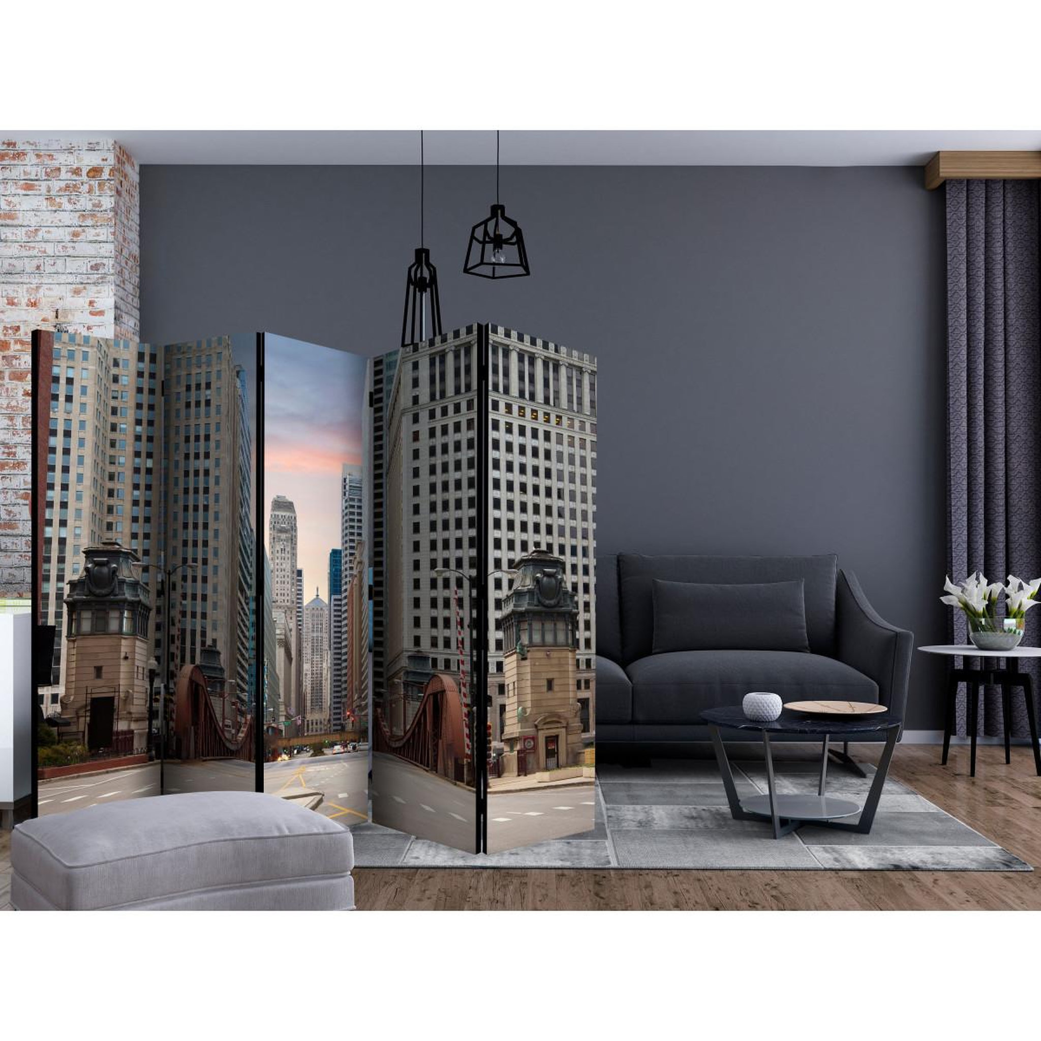 Voir la diapositive 2 : Paris Prix Paravent 5 volets  chicago street  172x225cm