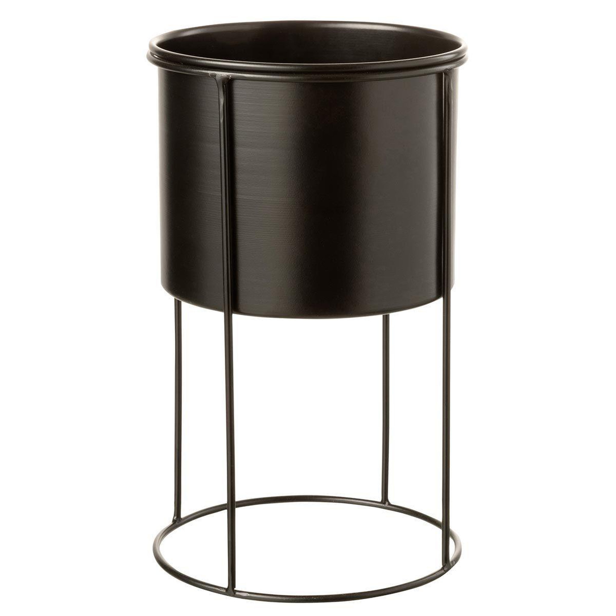 J-LINE Cache-Pot sur Pied Design  Métal  33cm Noir