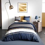 ATELIER DU COTON Parure housse de couette 100% coton 57fils kalypso. Coloris disponibles : Bleu