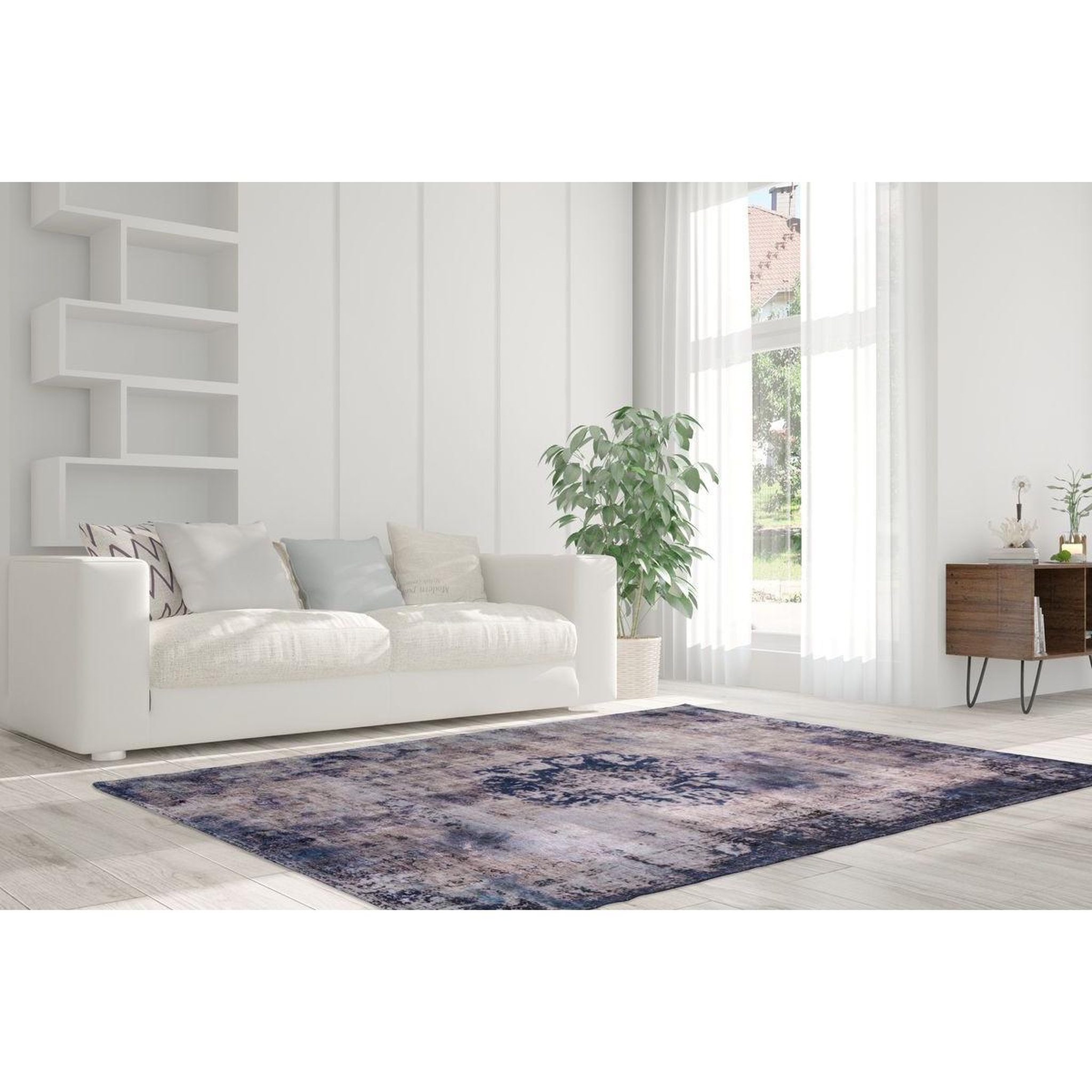 Voir la diapositive 2 : Paris Prix Tapis rétro à poils courts  vintage  bleu