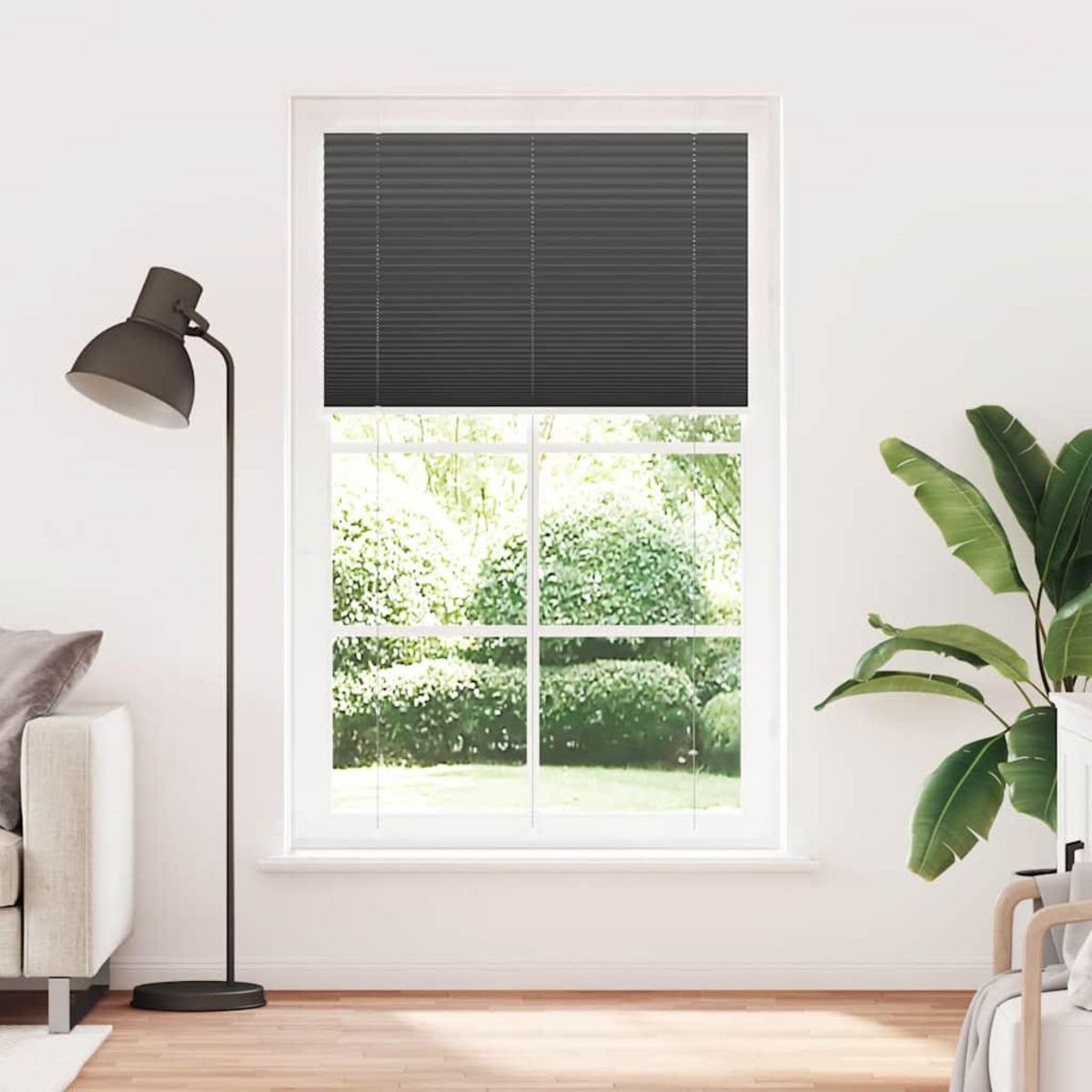 VIDAXL Store plisse noir 120x200 cm largeur du tissu 119,4cm polyester