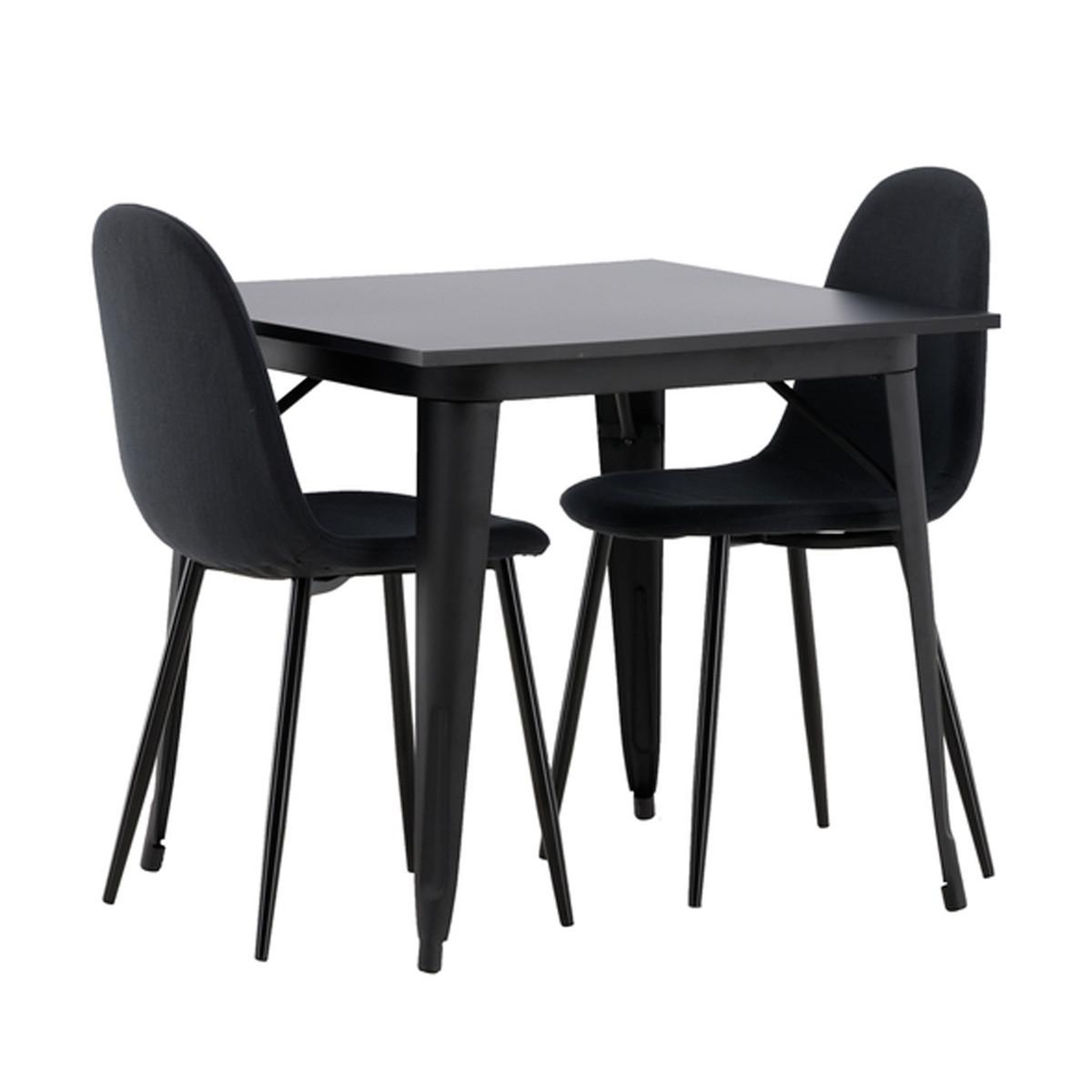 Paris Prix Ensemble table à manger carrée & 2 chaises  tempe & polar  80cm noir