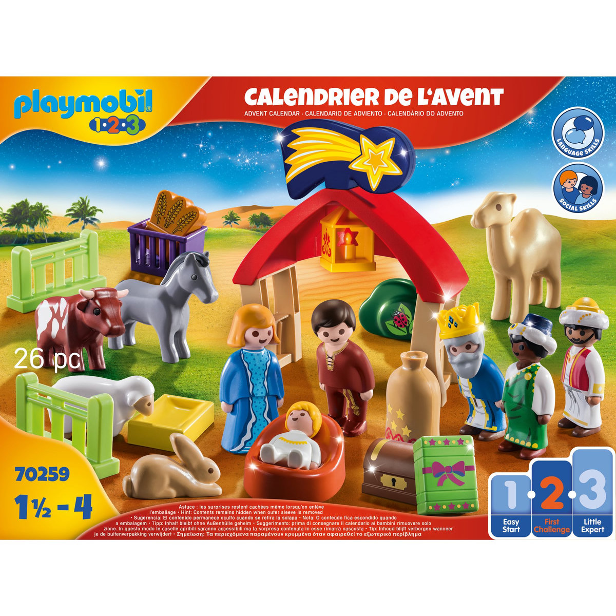 PLAYMOBIL 70259 1.2.3 Calendrier de l'avent  - Animaux et mangeoire