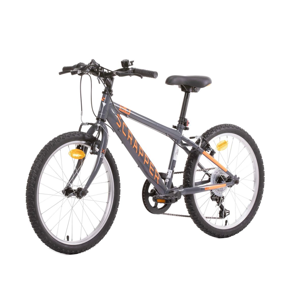 SCRAPPER Vélo enfant - VTT 20'' rigide  SCRAPPER  pour enfant de 120 à 140 cm - Cadre et fourche rigide en acier - 6 vitesses - Dérailleur Shimano - Freins V-Brake & Jantes en aluminium