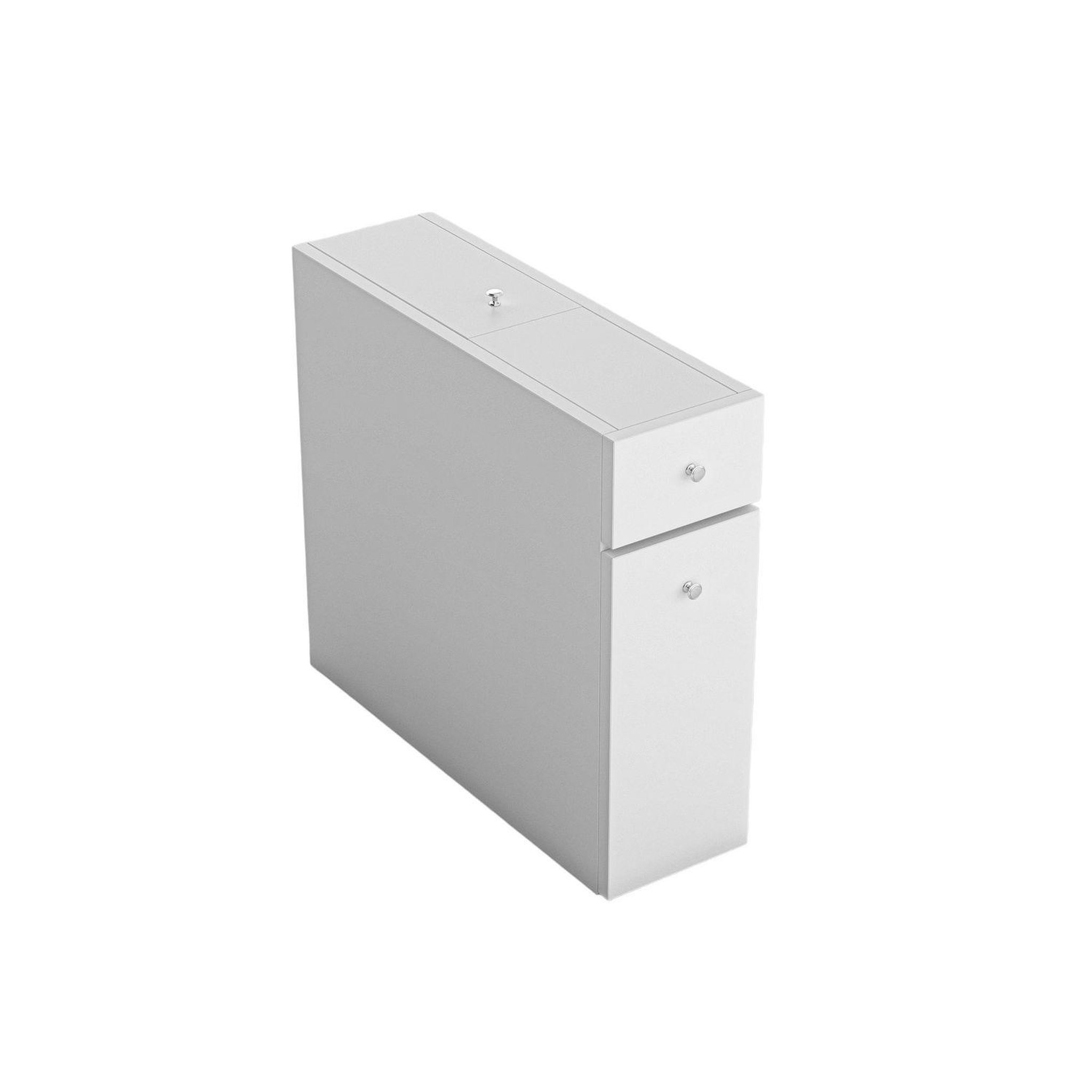 TOILINUX Rangement de salle de bain compact 2 tiroirs et une porte. Coloris disponibles : Marron, Blanc