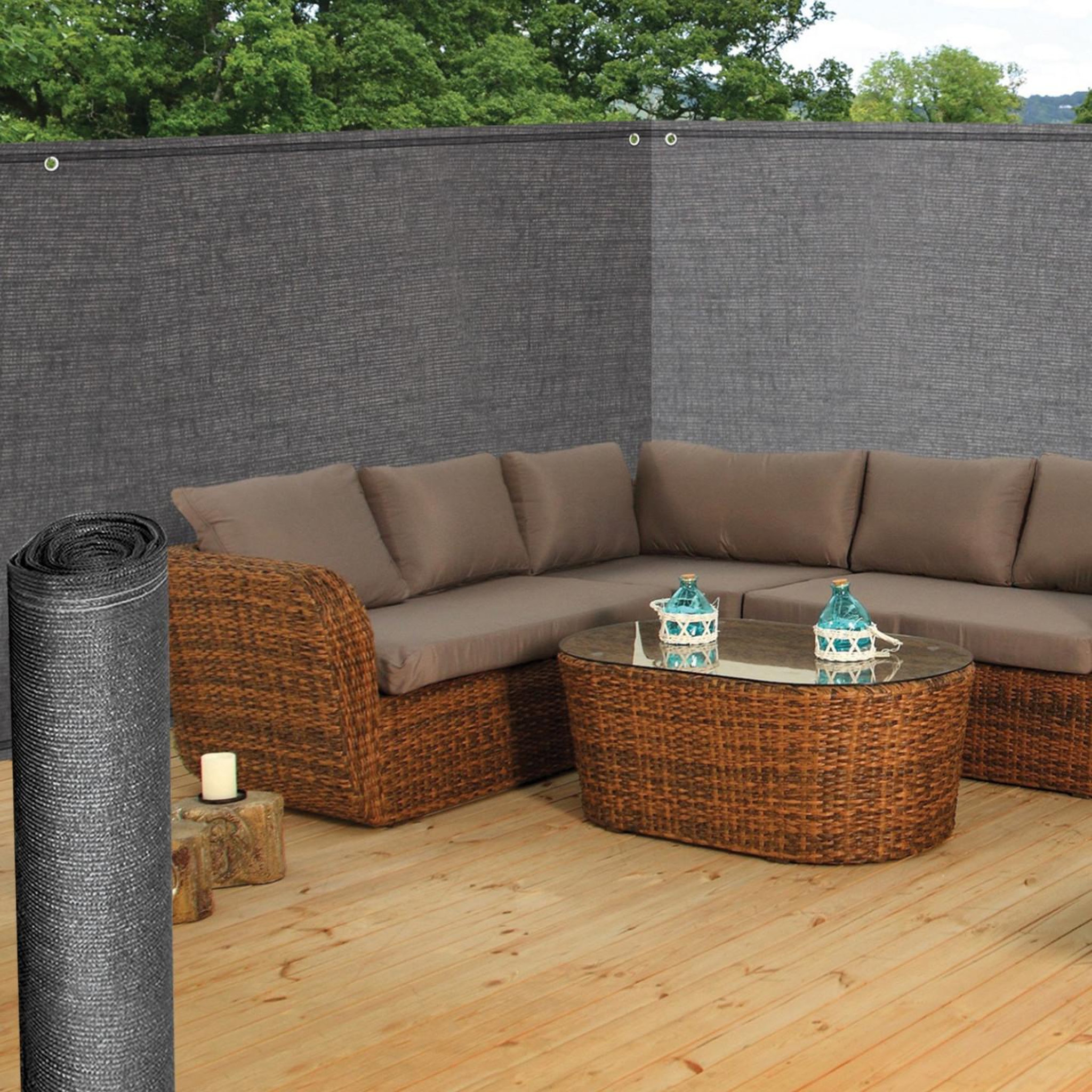 Voir la diapositive 3 : ID MARKET Brise vue renforcé 1,2 x 10 m gris 220 gr/m² luxe pro
