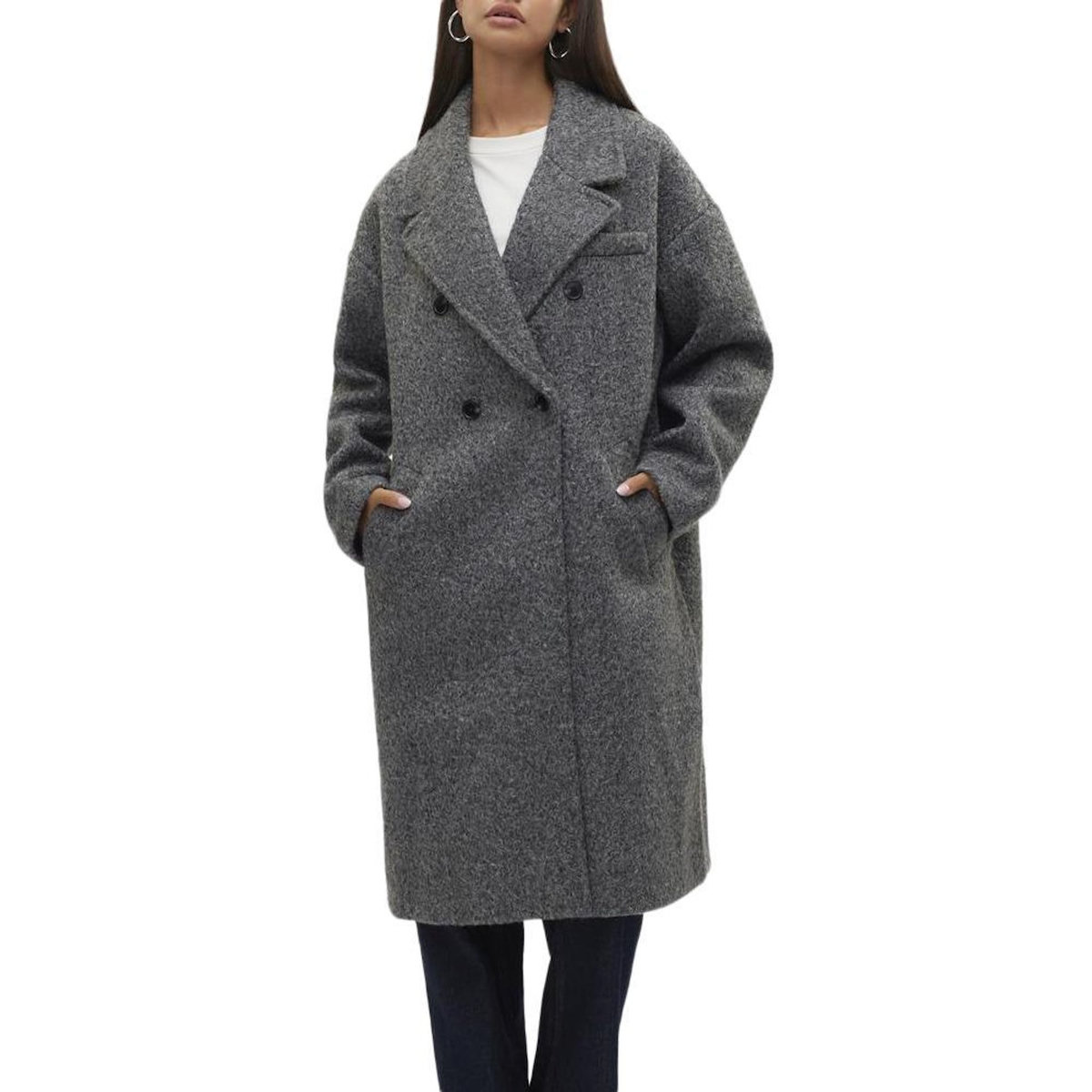 Vero Moda Manteau Long Gris Clair Femme Vero Moda Liteerika