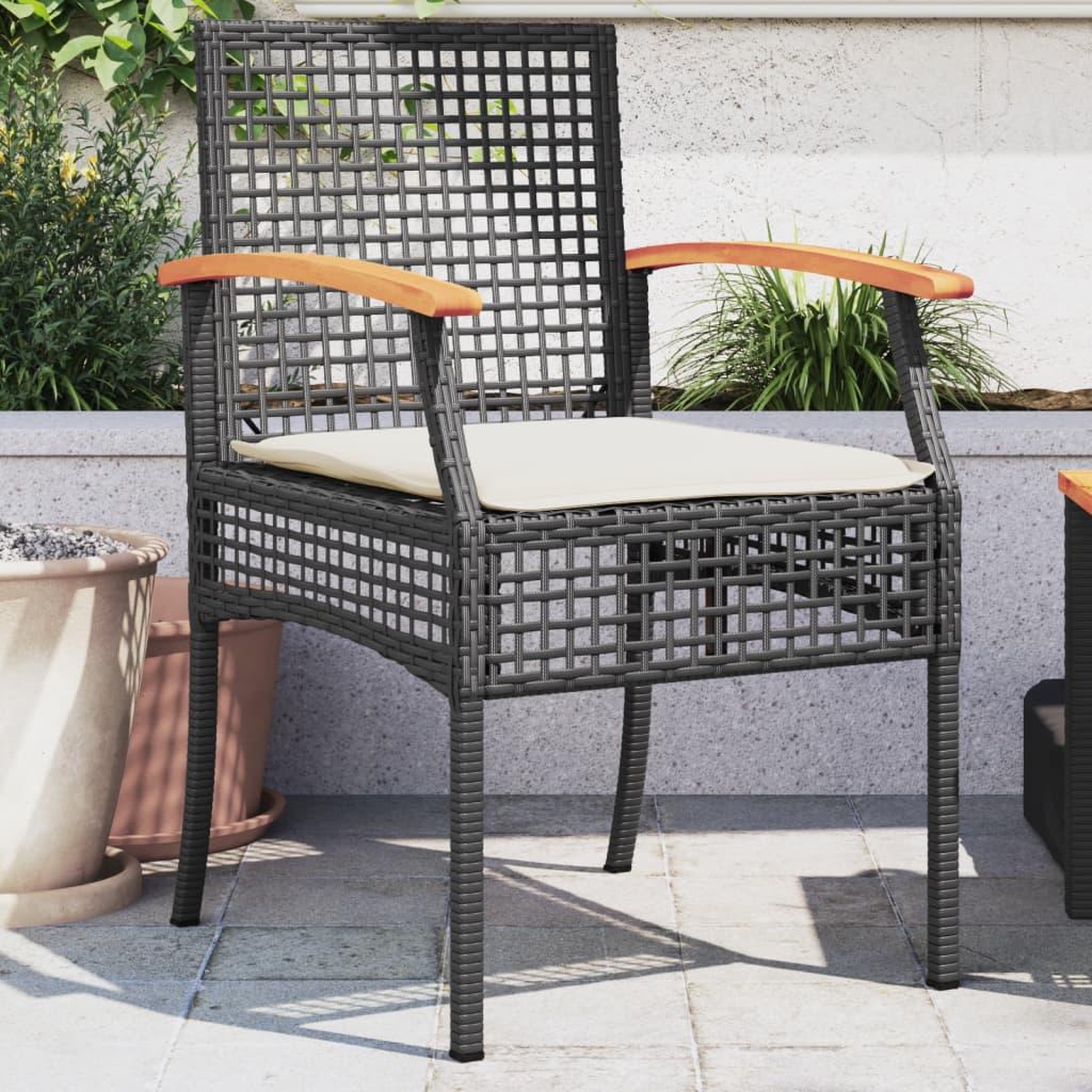 VIDAXL Chaises de jardin coussins lot de 2 noir resine tressee acacia
