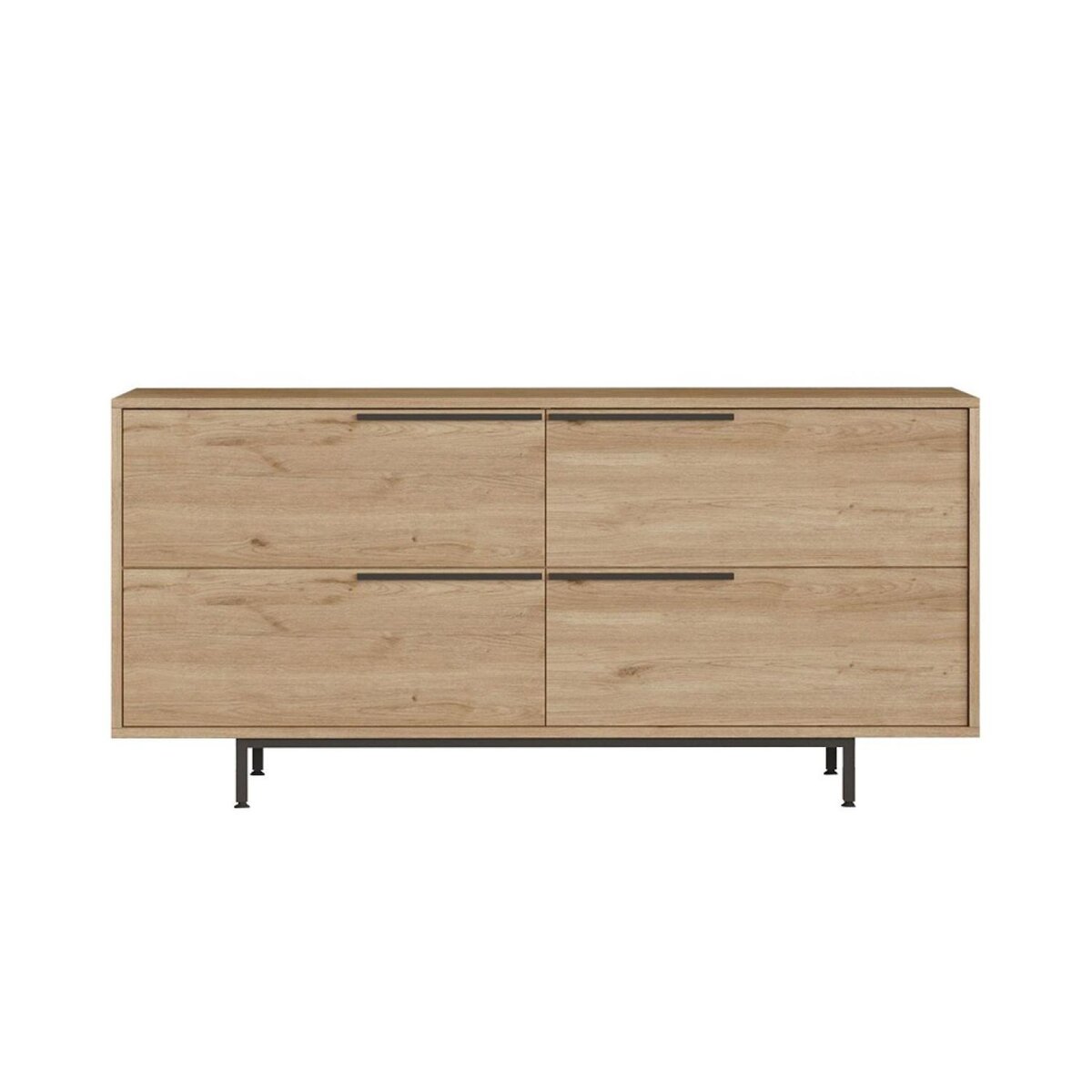 CONCEPT USINE Buffet 4 portes finition bois et métal noir 160x75cm ABEY