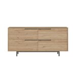 CONCEPT USINE Buffet 4 portes finition bois et métal noir 160x75cm ABEY