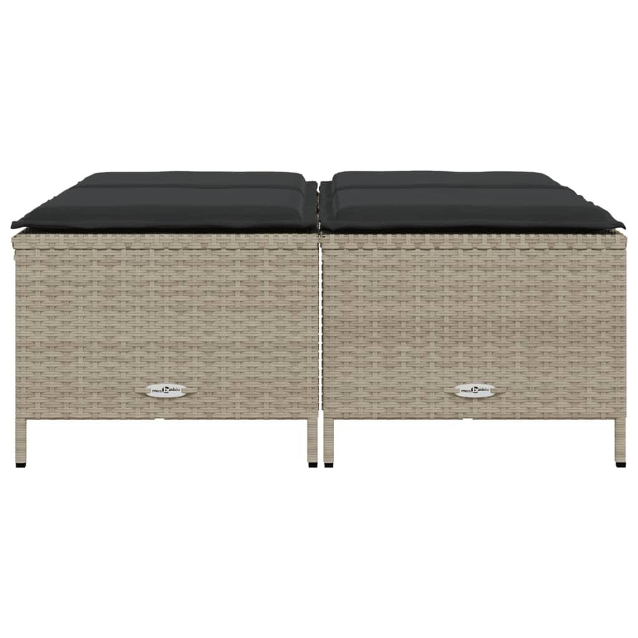 Voir la diapositive 3 : VIDAXL Tabourets de jardin avec coussins lot de 4 gris clair rotin
