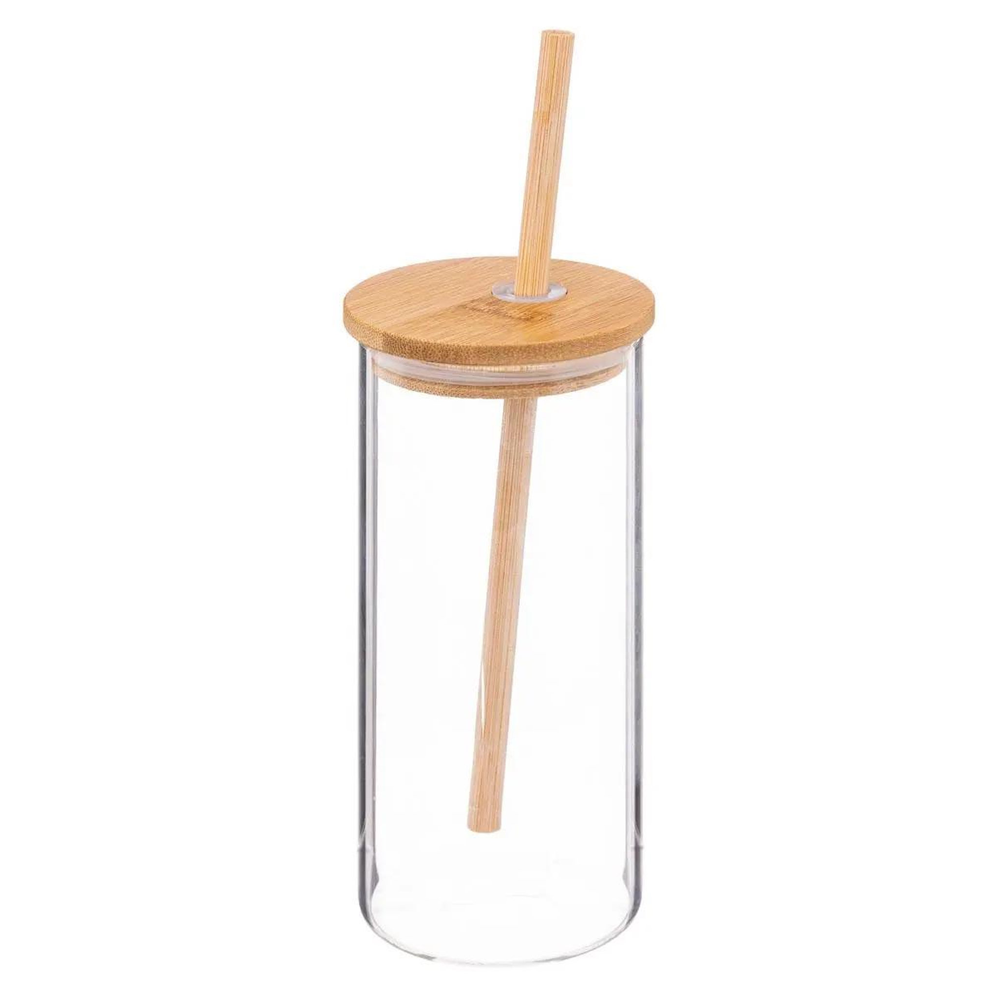 SECRET DE GOURMET Chope & paille en verre  palm  40cl transparent