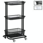 IDIMEX Desserte à roulettes VALIENTE, avec 3 bacs de rangement en métal. Coloris disponibles : Blanc