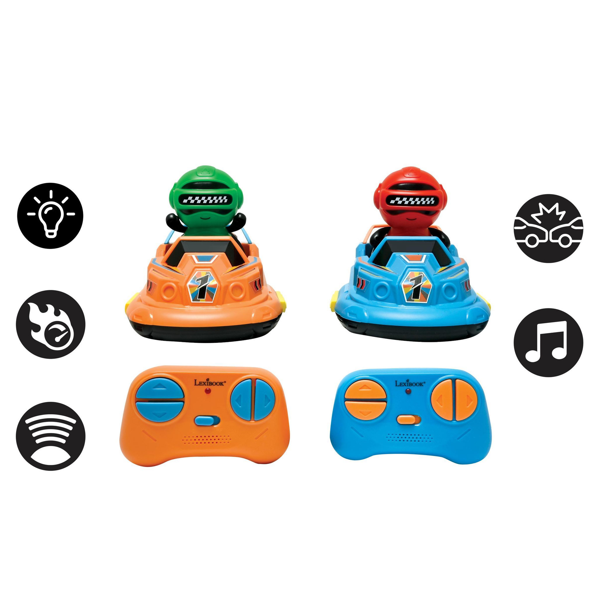 Voir la diapositive 2 : Lexibook CROSSLANDER BUMPERS SET – 2 voitures et 2 figurines amovibles
