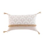 Paris Prix Coussin Déco Imprimé  Bahina  30x50cm Beige & Blanc