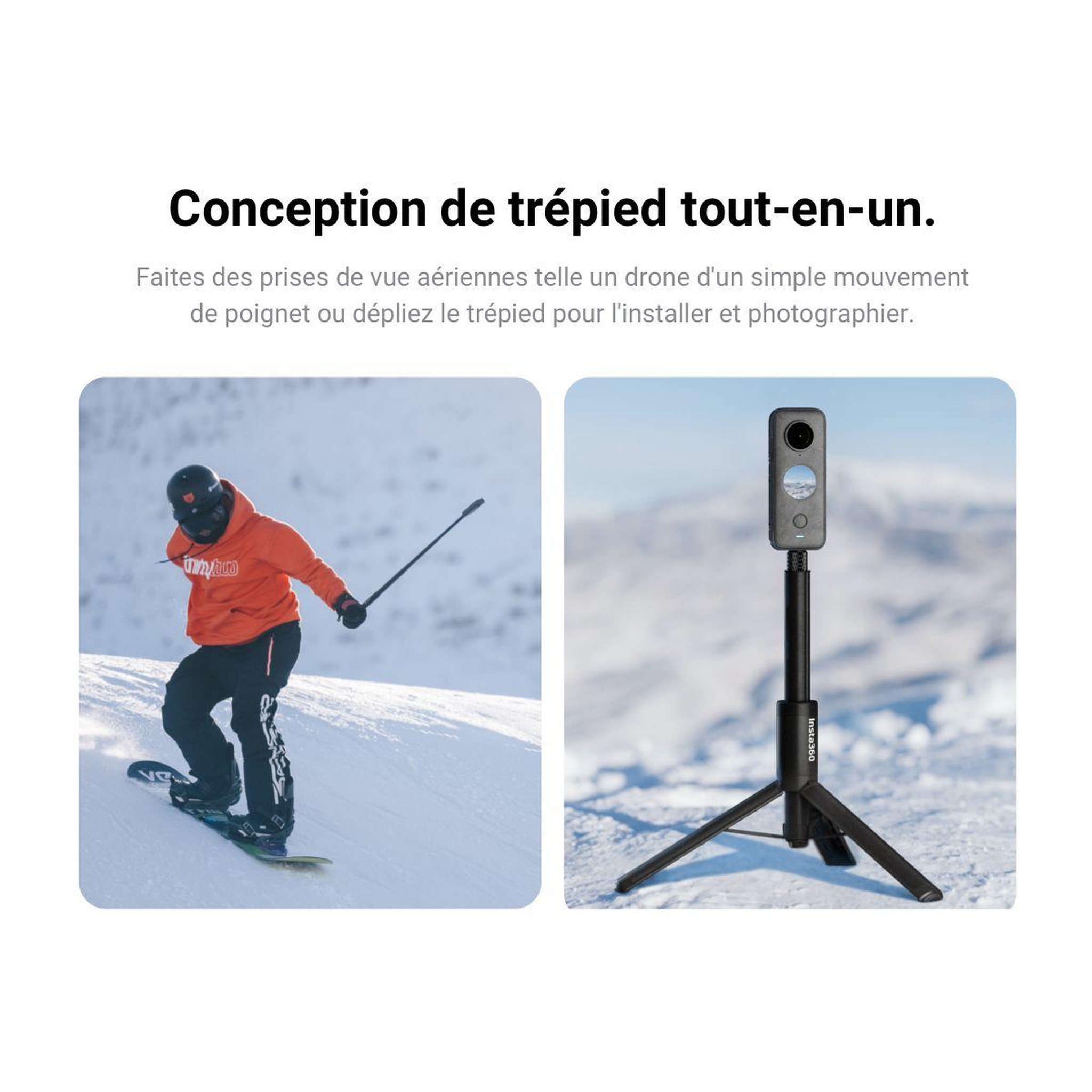 Voir la diapositive 5 : INSTA360 Perche Invisible Selfie Stick + Tripod