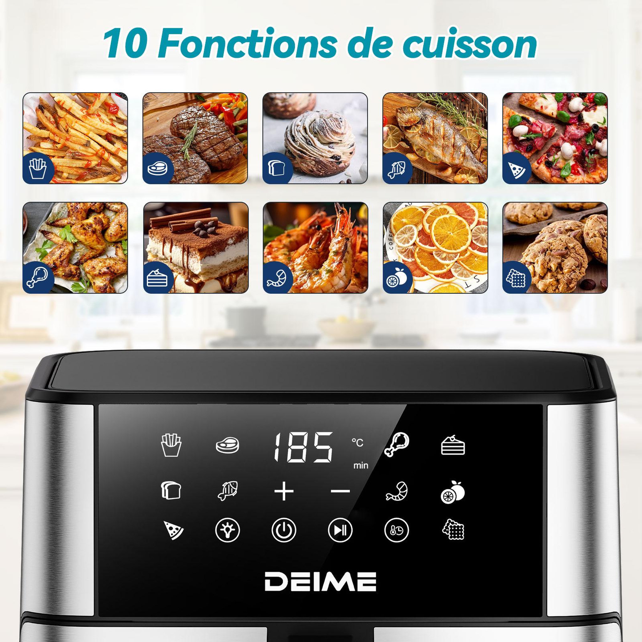 Voir la diapositive 4 : DEIME DEIME - 10 l 1800 w 10 programmes avec fenêtre de cuisson – inox