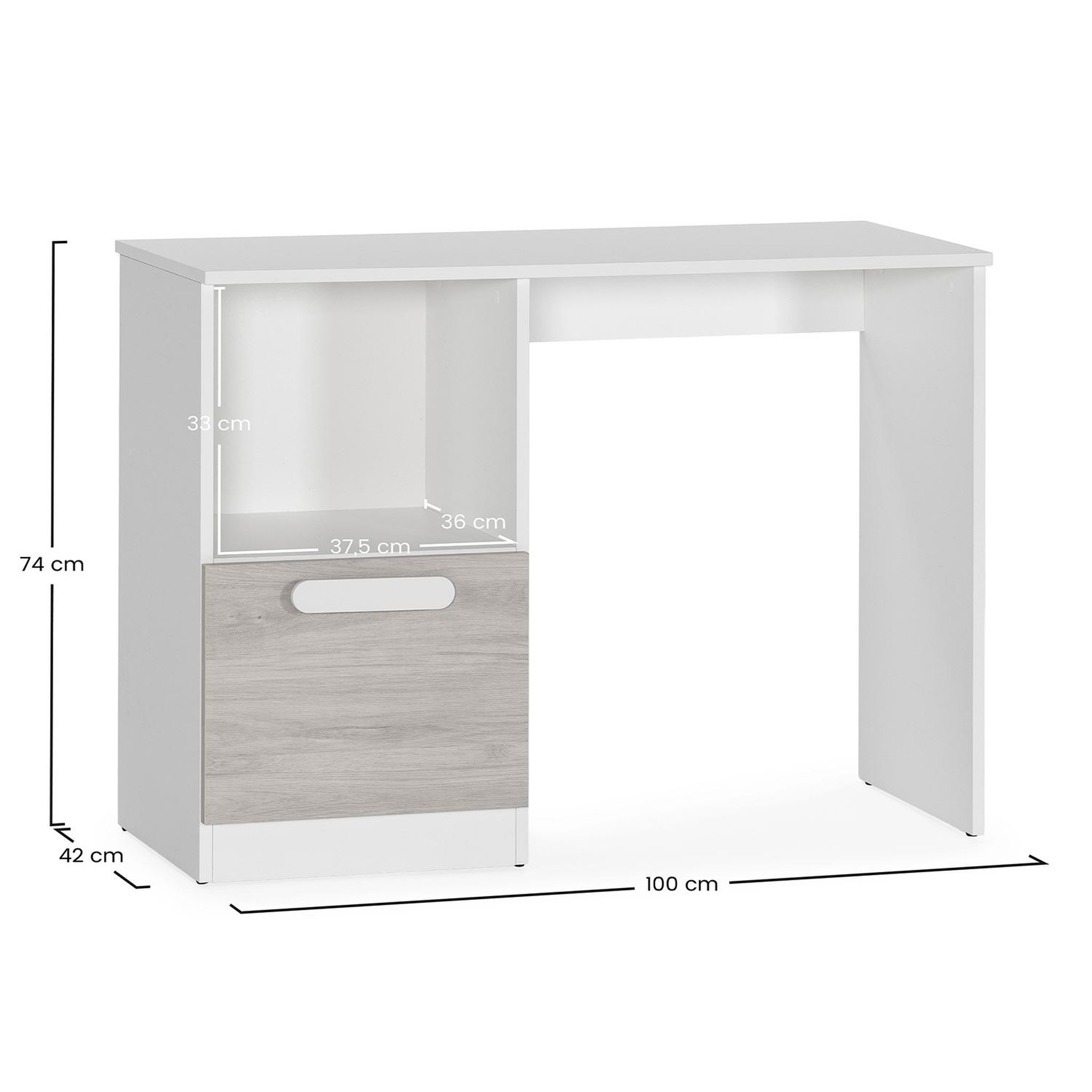 Voir la diapositive 6 : VS VENTA-STOCK Bureau Helen 1 porte couleur Blanc