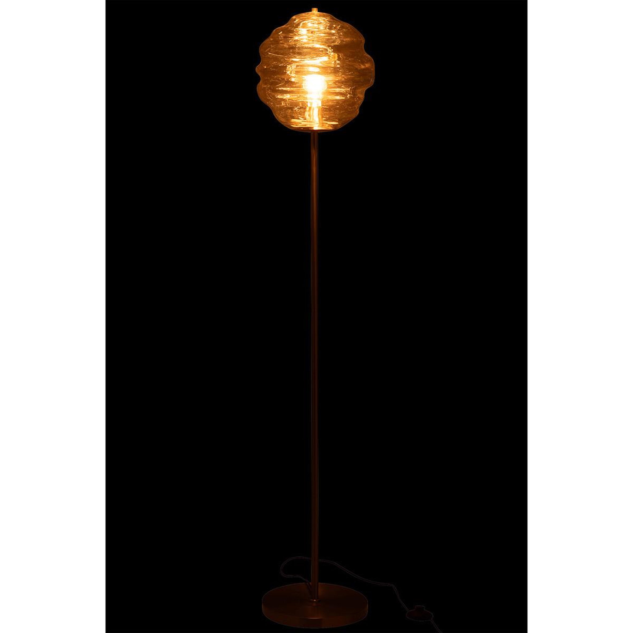 Voir la diapositive 3 : J-LINE Lampadaire en verre  ruche  156cm cognac clair