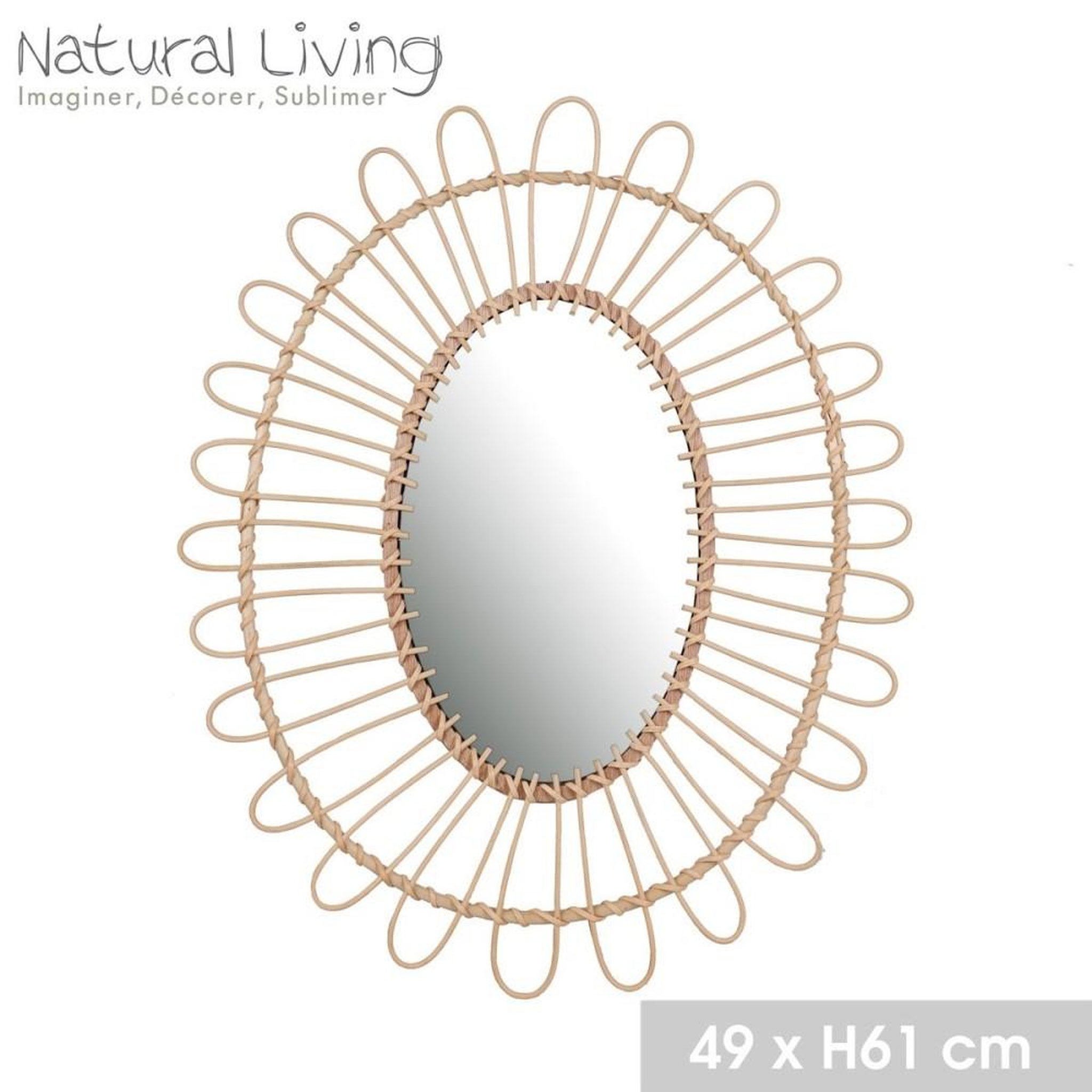 Voir la diapositive 3 : FORNORD Miroir Dalia bambou 52x60 cm