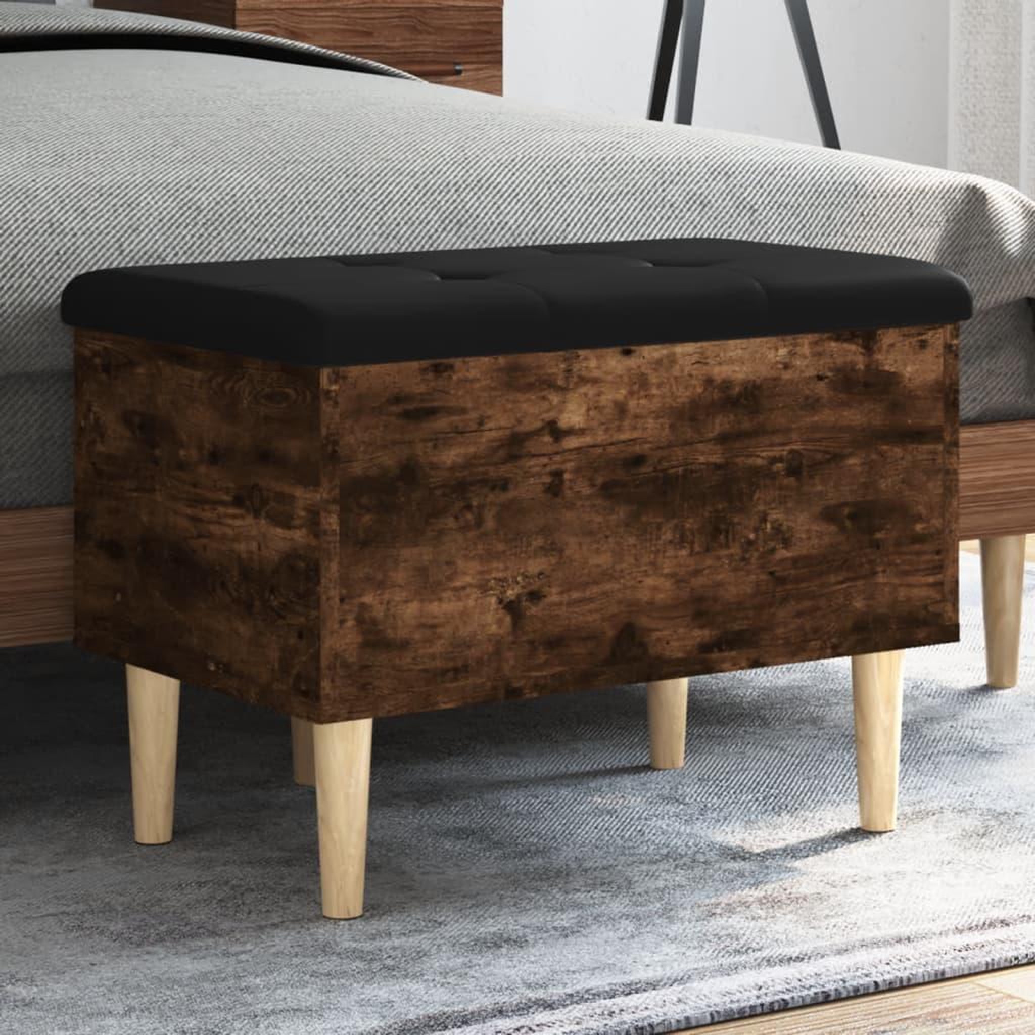 VIDAXL Banc de rangement chene fume 62x42x46 cm bois d'ingenierie