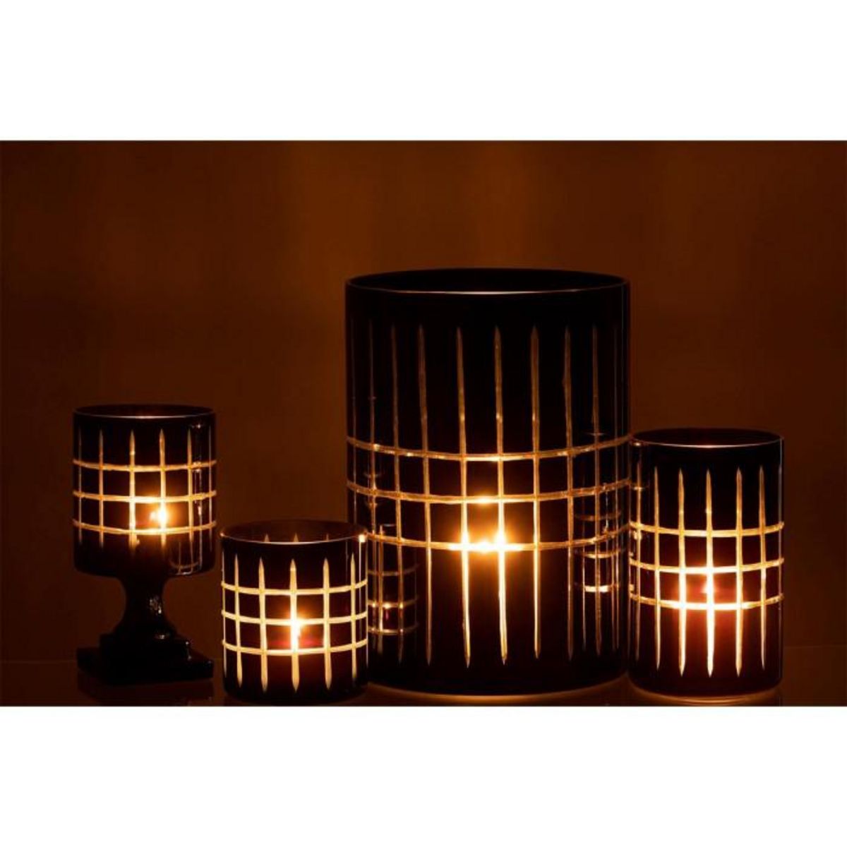 Paris Prix Photophore Design sur Pied  Carreaux  18cm Noir