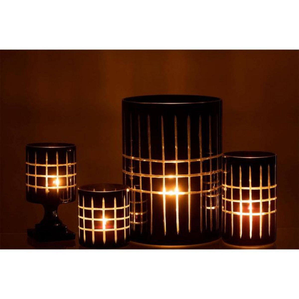 Paris Prix Photophore Design sur Pied  Carreaux  18cm Noir