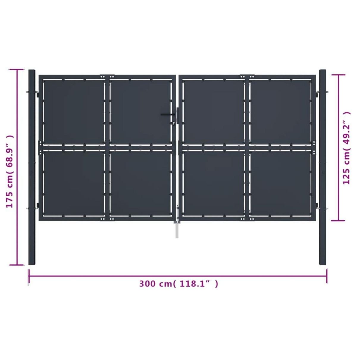 VIDAXL Portail de jardin Acier 300 x 125 cm Anthracite
