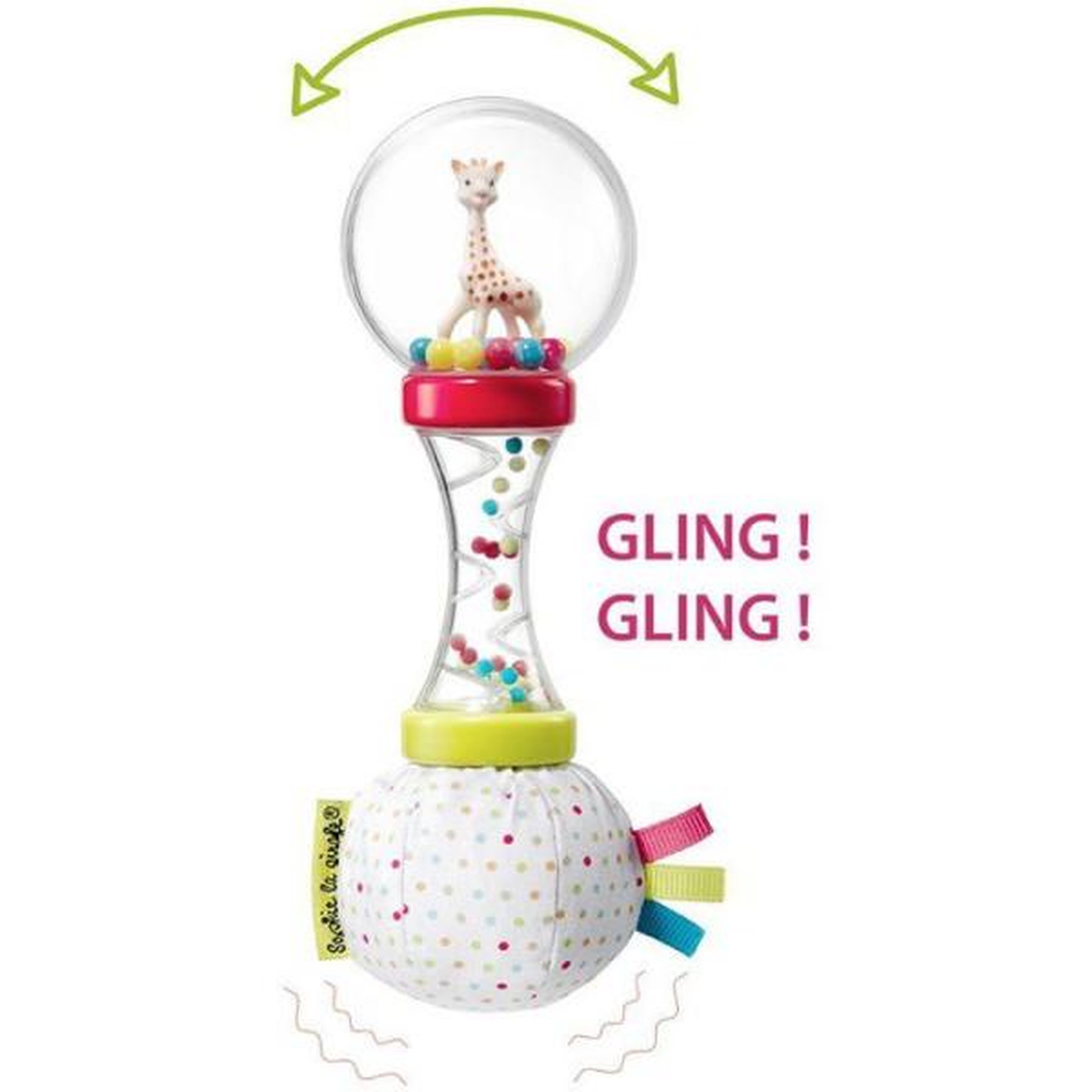 Voir la diapositive 2 : SOPHIE LA GIRAFE Hochet - SOPHIE LA GIRAFE - Soft Maracas - Billes a agiter - Textile doux - Poignée avec billes