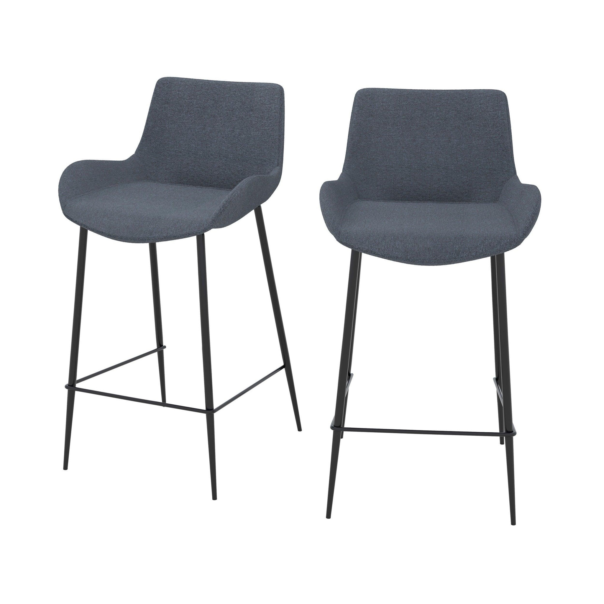 MAISON PAVANE Lot de 2 chaises pour îlot central en tissu gris 65 cm-pirata