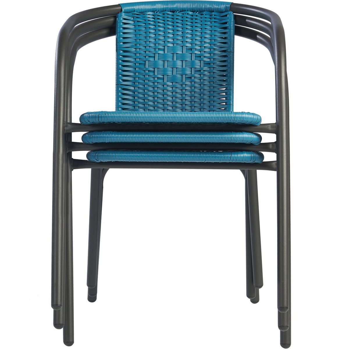 GARDENSTAR Chaise de jardin - Acier/rotin - Bleu azur - BISTROT