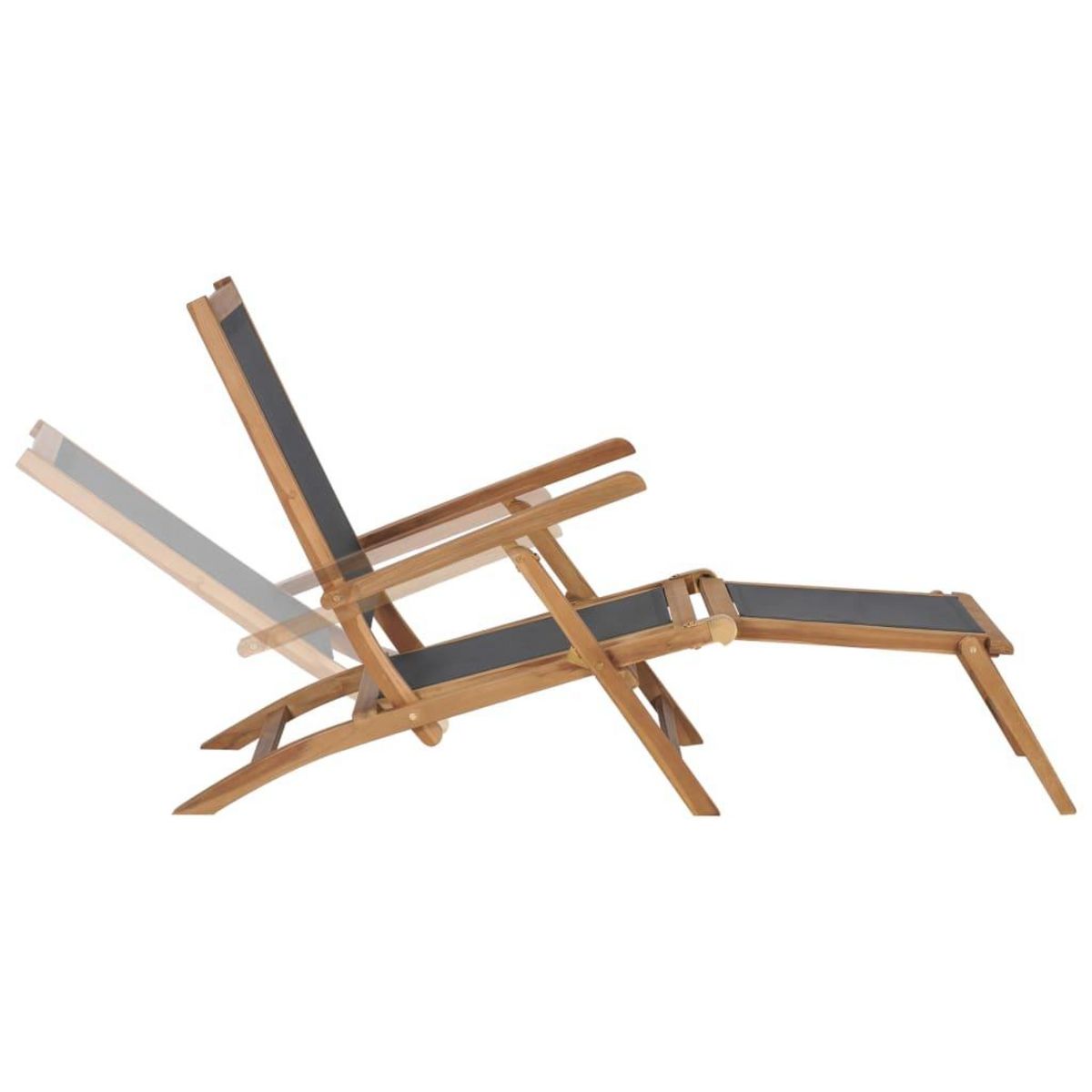 VIDAXL Chaise de terrasse avec repose-pied Bois de teck solide Noir