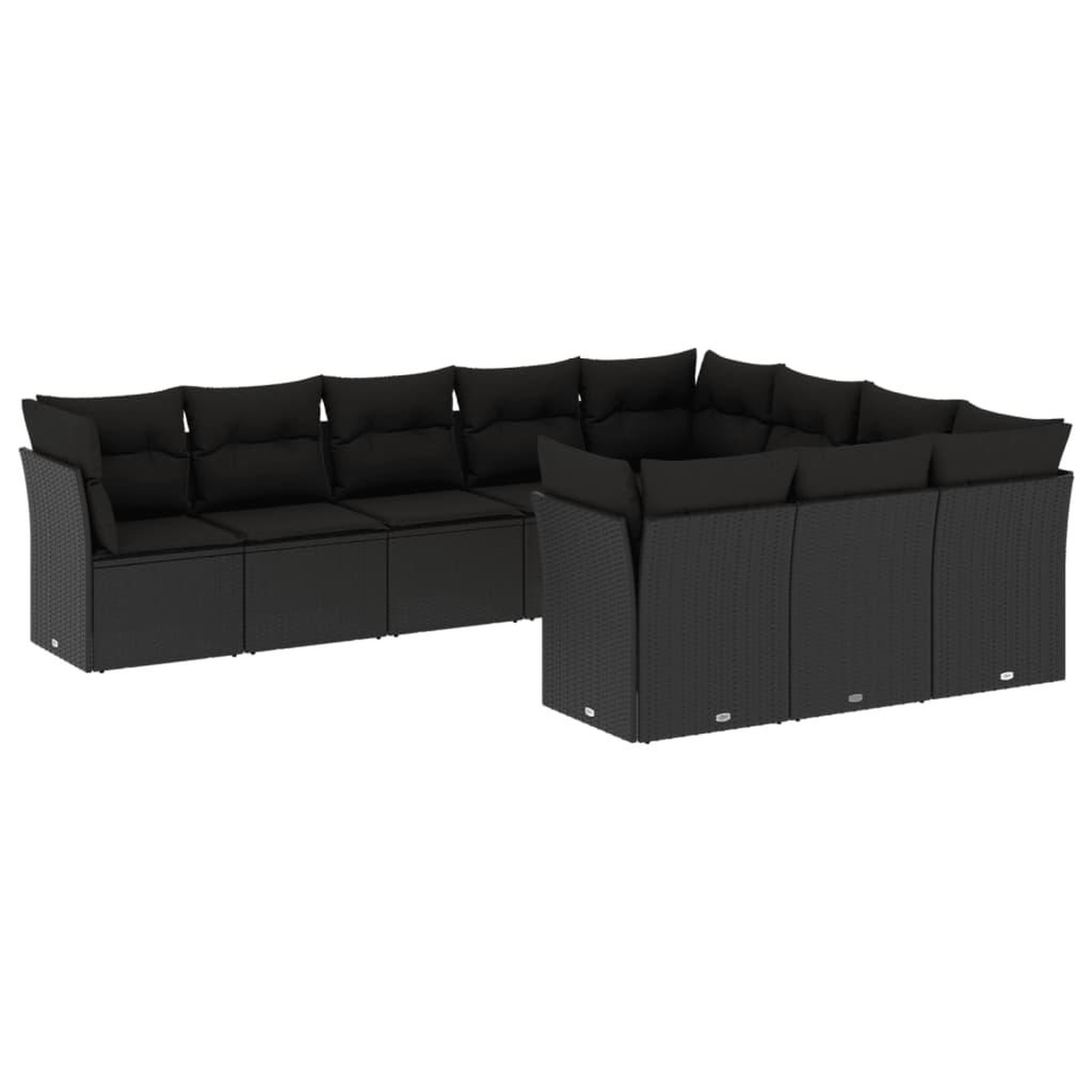 Voir la diapositive 2 : VIDAXL Salon de jardin 10 pcs avec coussins noir resine tressee