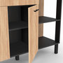 Voir la diapositive 6 : ID MARKET Buffet bas de cuisine 120 cm CINA plan de travail H.83 cm 2 portes + tiroir noir et façon hêtre