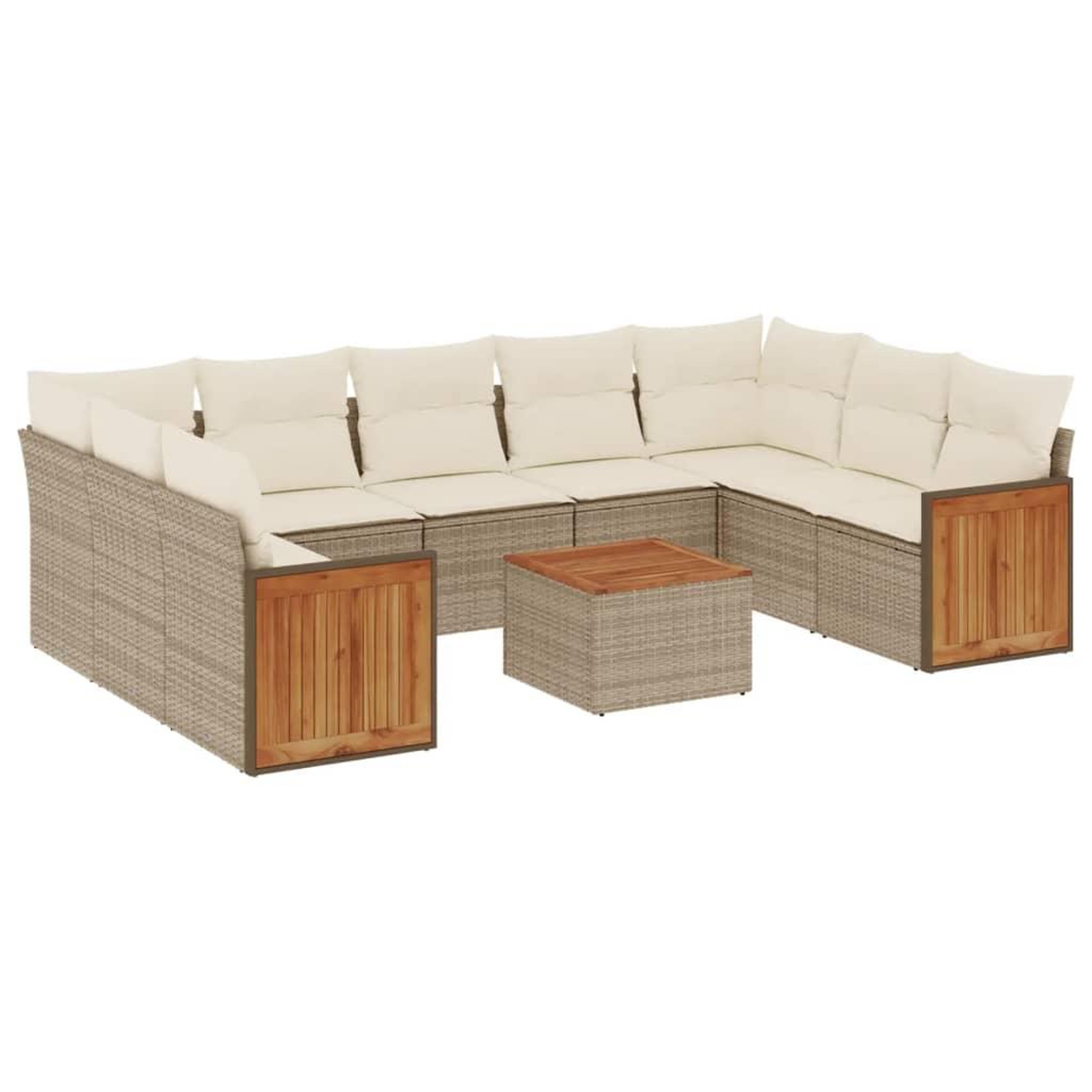 Voir la diapositive 2 : VIDAXL Salon de jardin avec coussins 10 pcs beige resine tressee