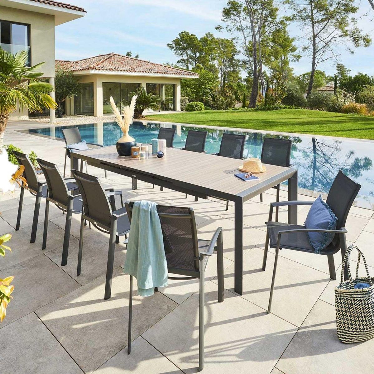 HESPERIDE Table de jardin extensible Evasion en aluminium